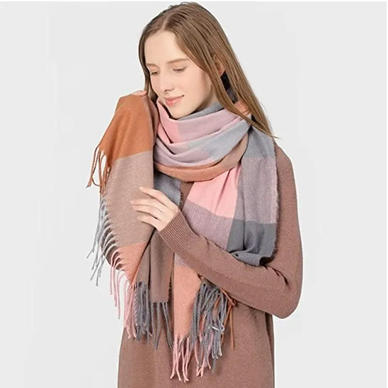 65Cm X 180Cm Plaid Soft Winter Scarf F6392C-55