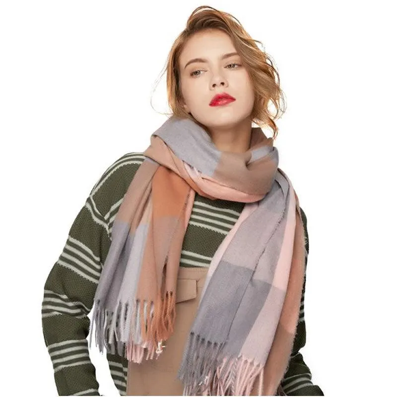 65Cm X 180Cm Plaid Soft Winter Scarf F6392C-55
