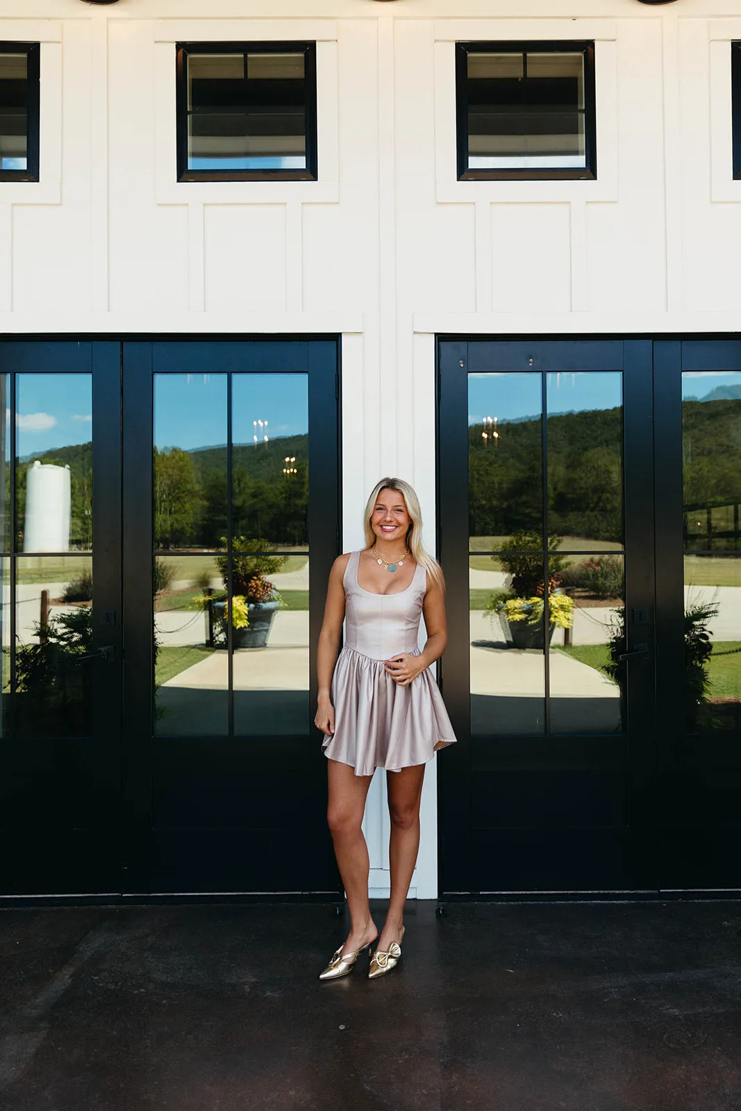 Add Some Flare Mini Dress - Champagne