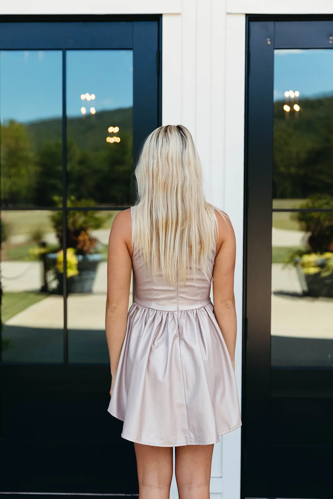 Add Some Flare Mini Dress - Champagne
