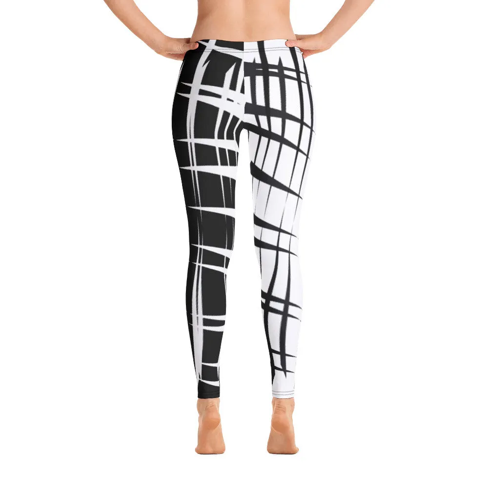 Amila Claws Print Leggings--Black with White and White with Black Contrast Leg