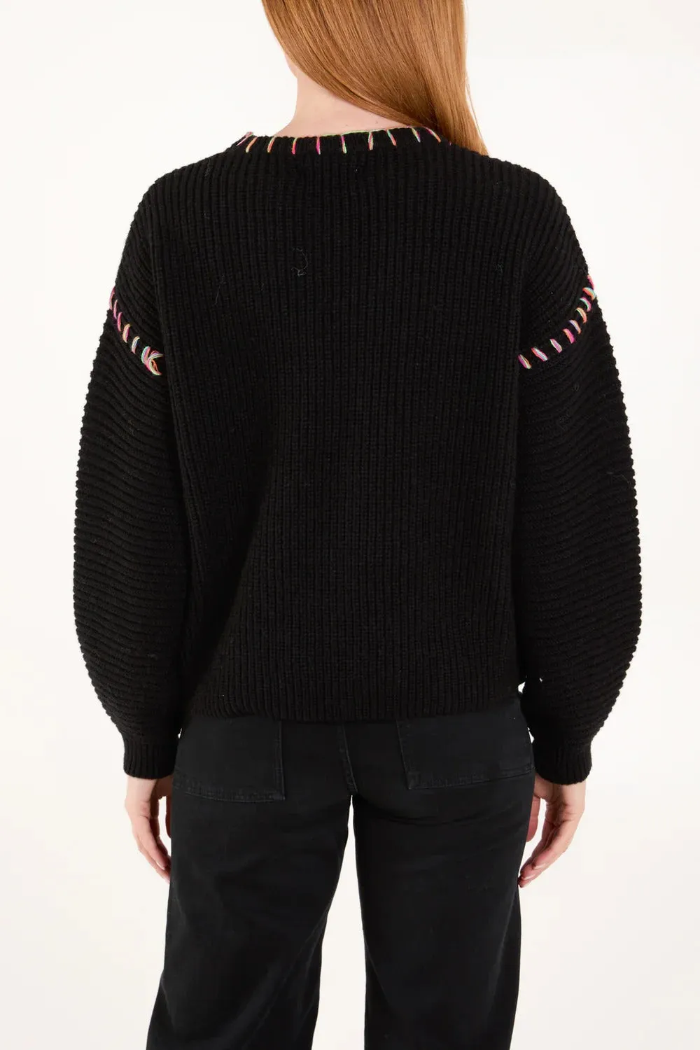'Amour' Stich Embroidery Knit Jumper For Women