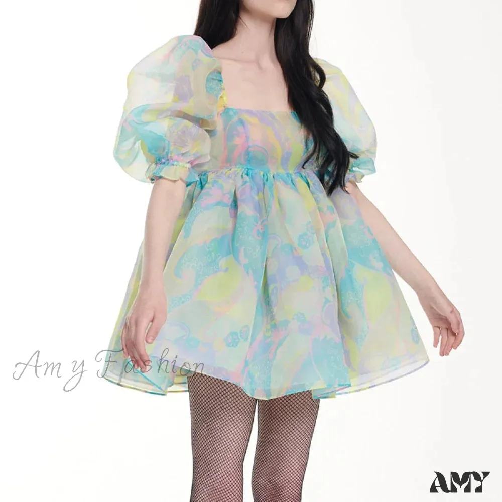 Amy Fashion - The Babydoll Lolita Lace Puff Print Princess Angel A-line Dress