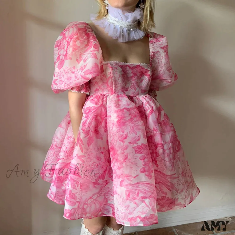 Amy Fashion - The Babydoll Lolita Lace Puff Print Princess Angel A-line Dress