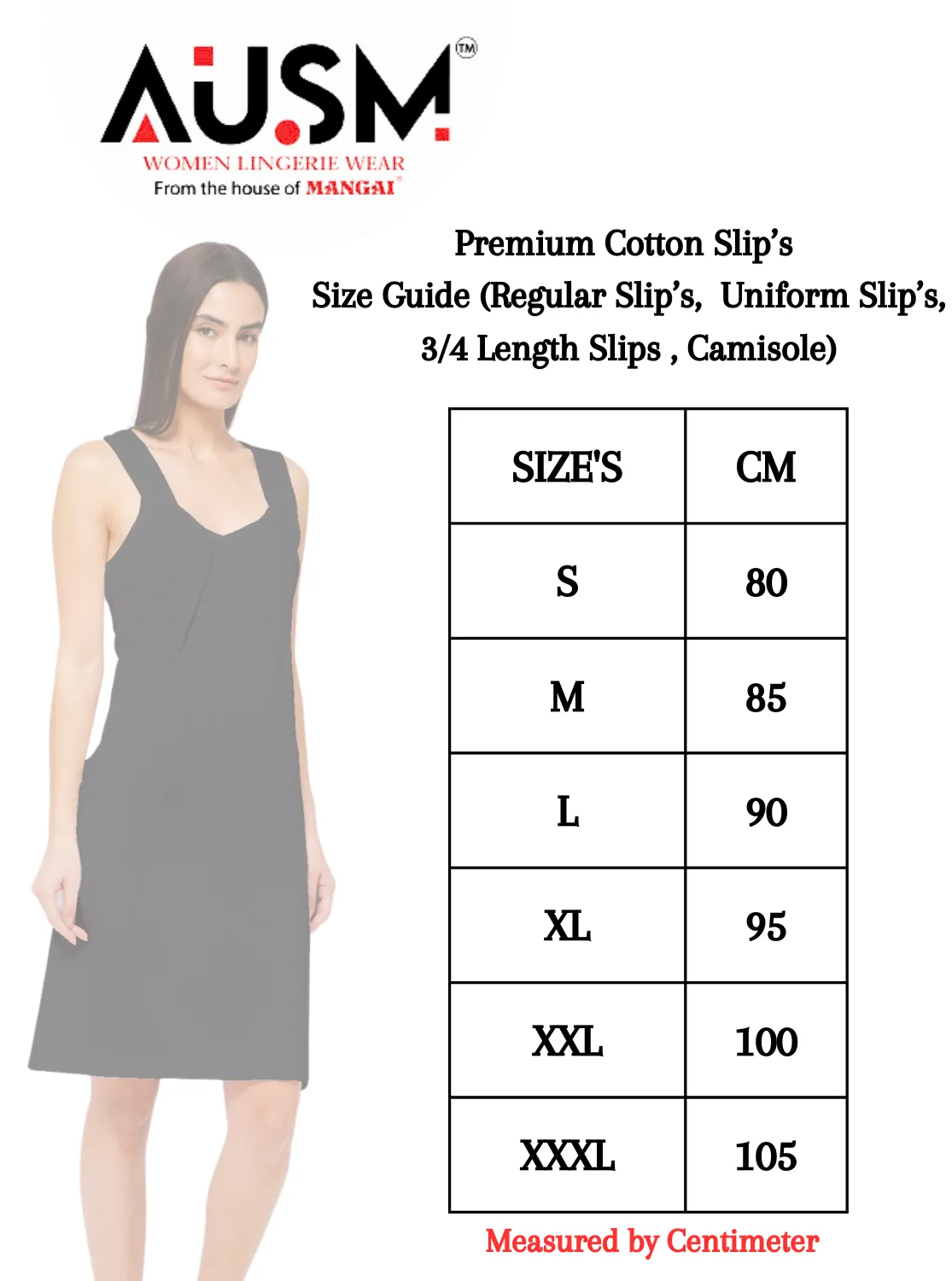 AUSM Premium Branded Cotton 3/4 Night Slip's | Breathable Soft Cotton Slip's | Superior Quality 3/4 Night Slip's (3/4-SLIP)
