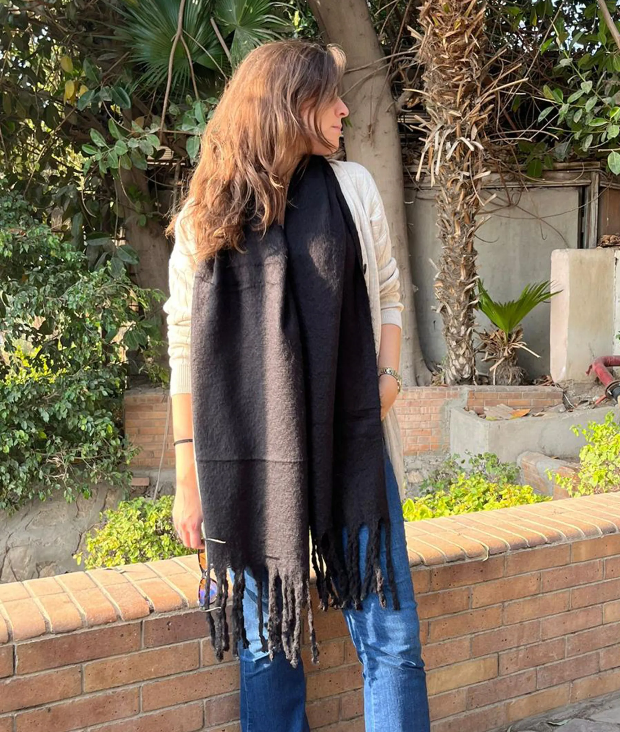 Black Fluffy winter scarf