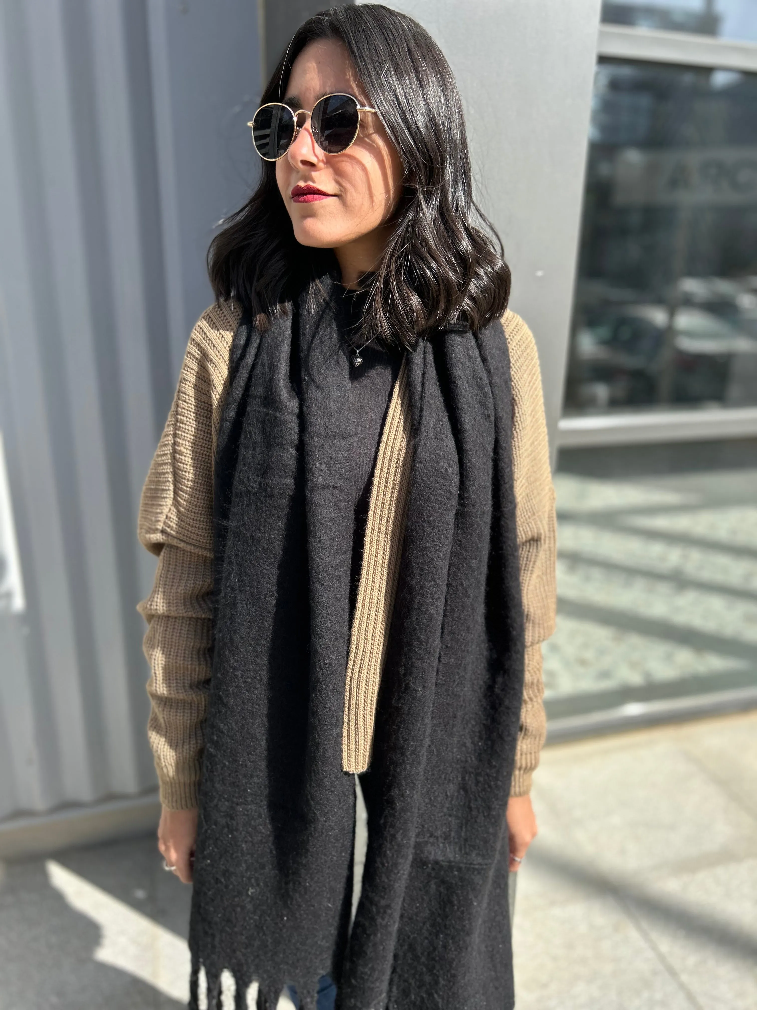 Black Fluffy winter scarf