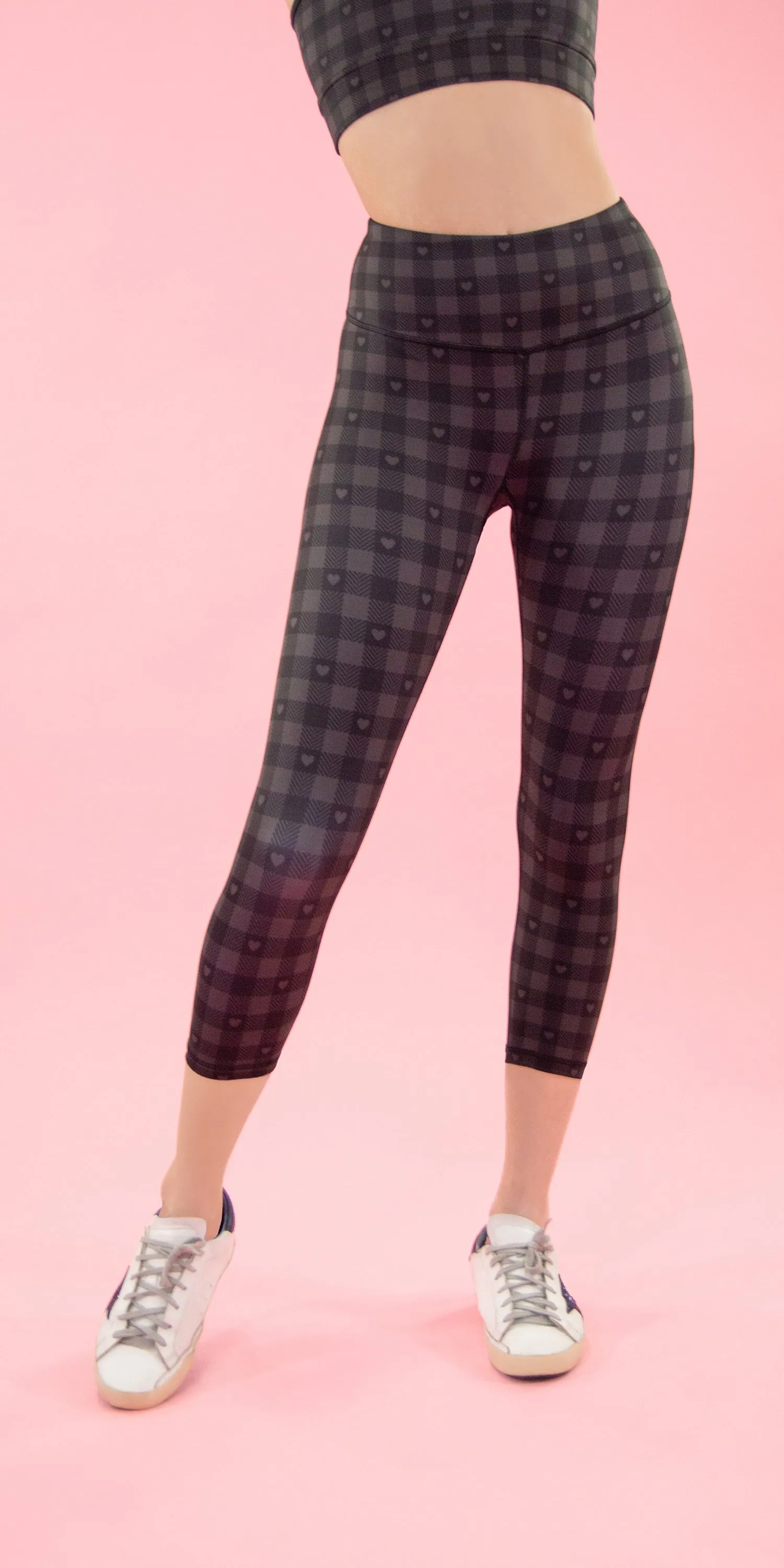 Black Hearts Plaid - Legging