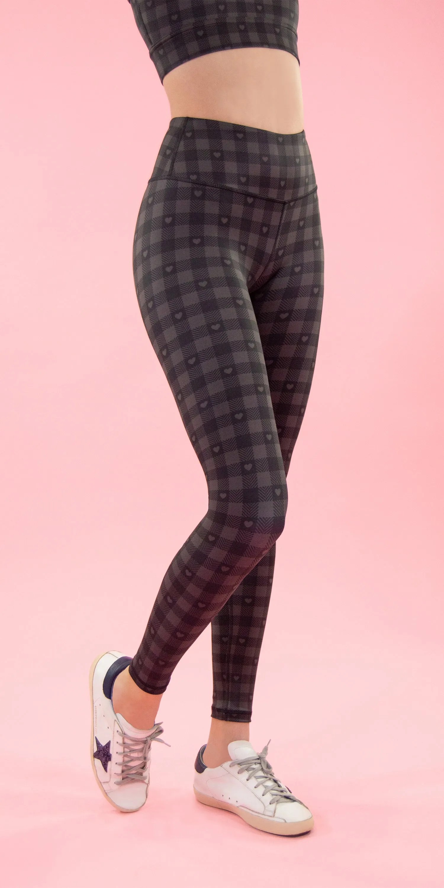 Black Hearts Plaid - Legging