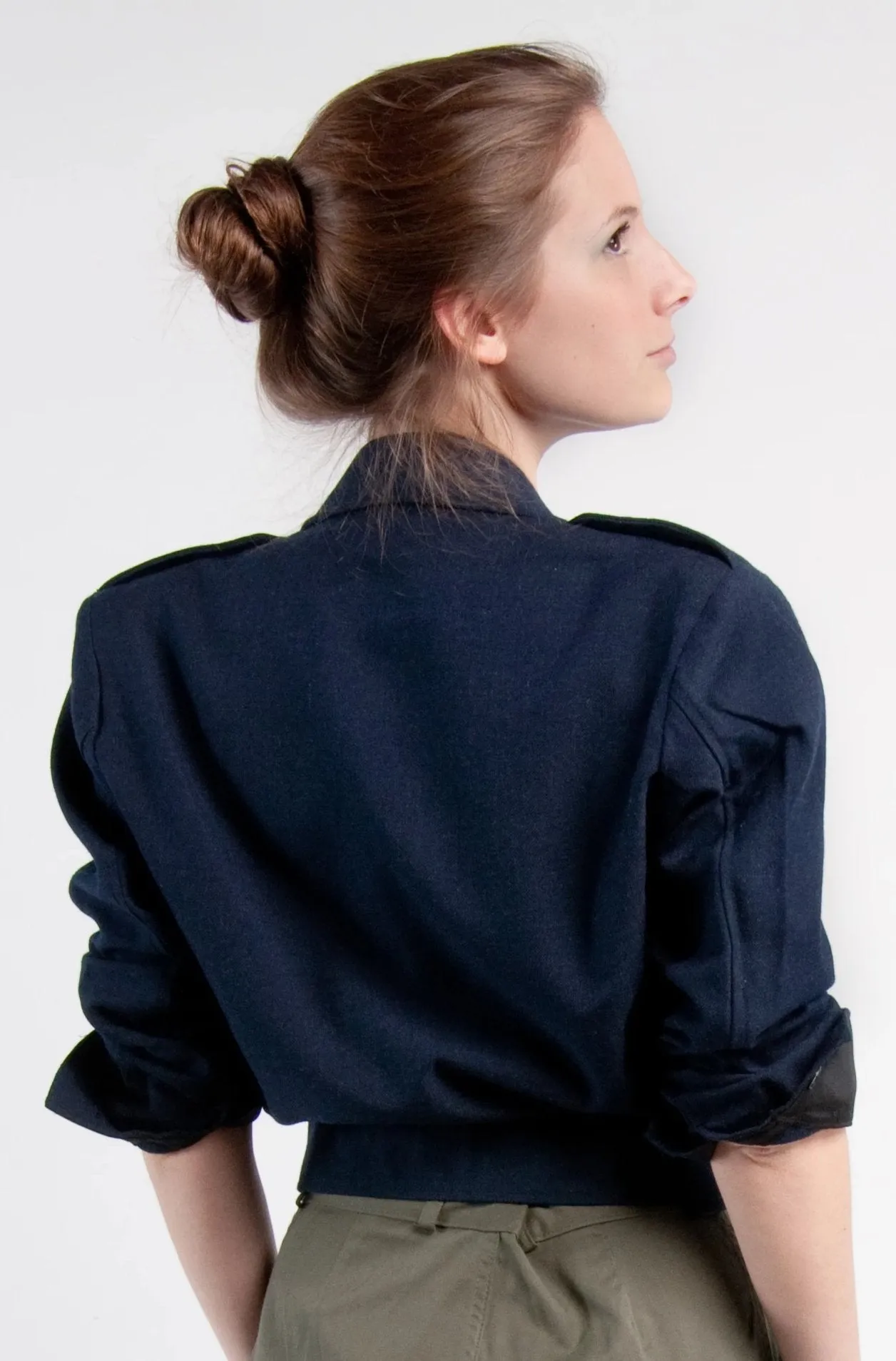 Blue Gabardine Cropped Jacket