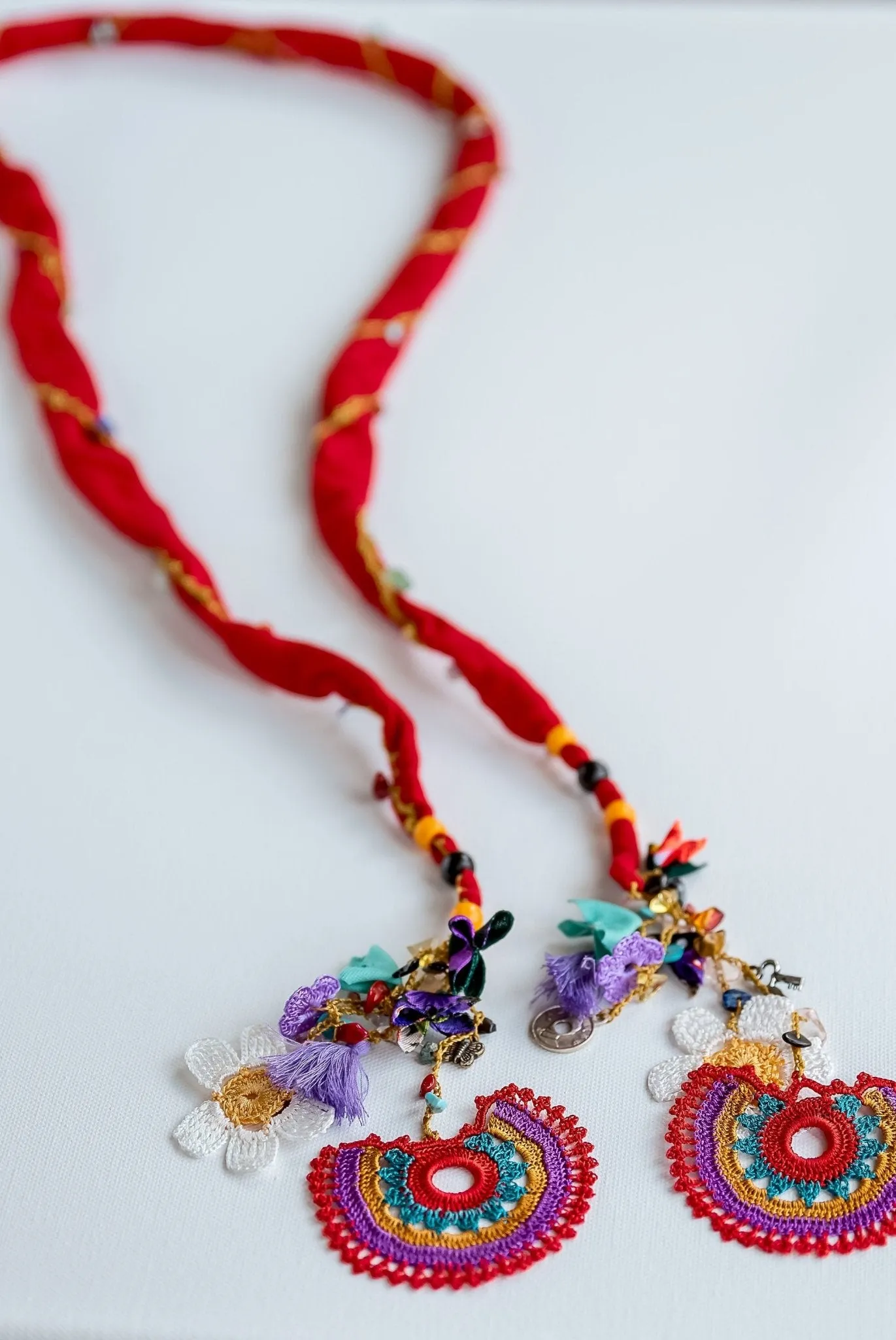 Boho Red Floral Scarf