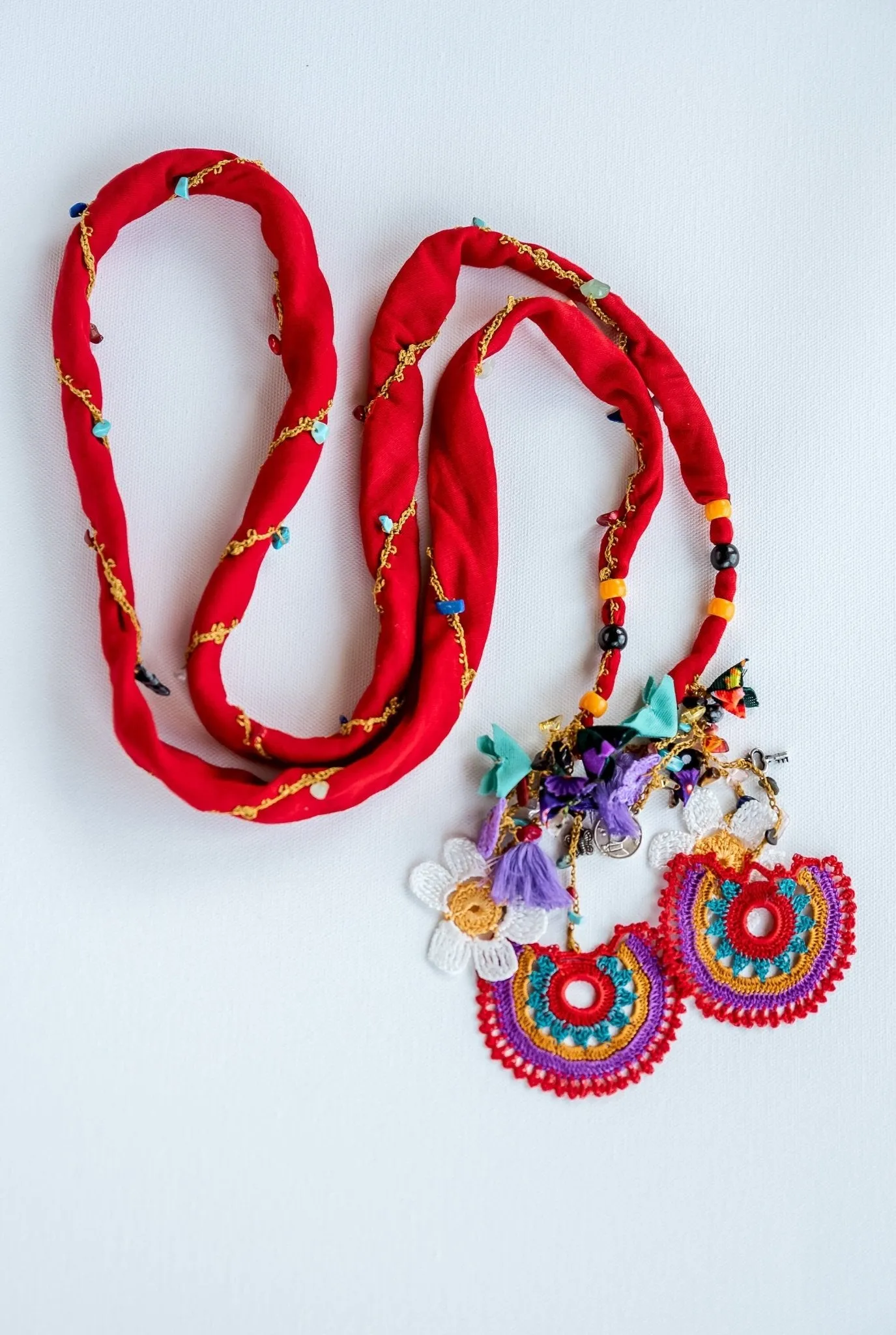 Boho Red Floral Scarf