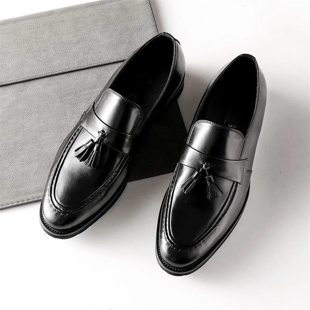Burnished Genuine Leather Tassel Casual Loafer