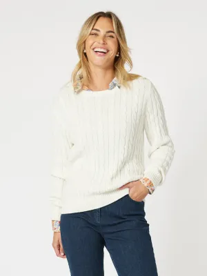 Cable Knit Jumper -White