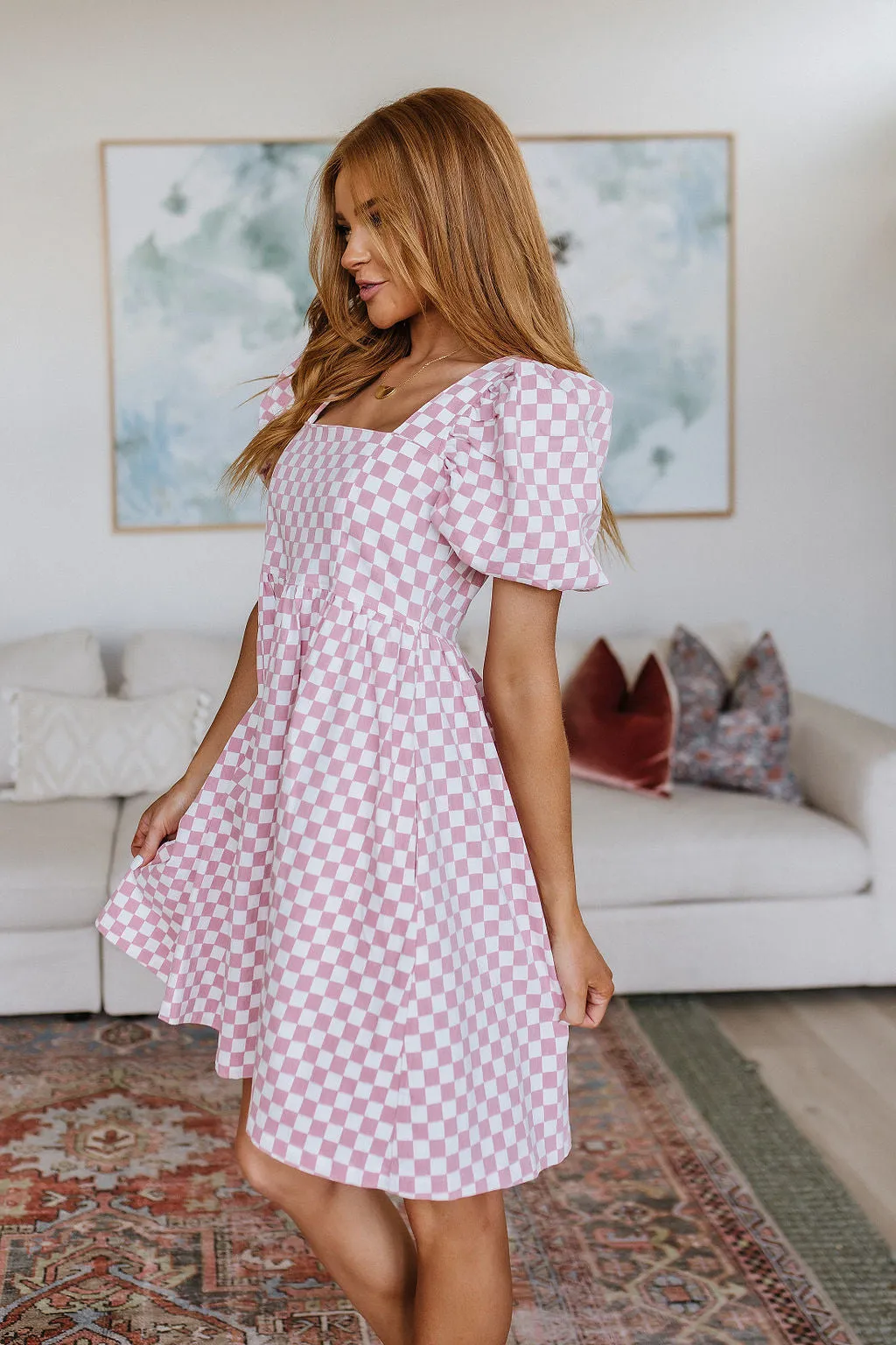 Checkered Babydoll Dress