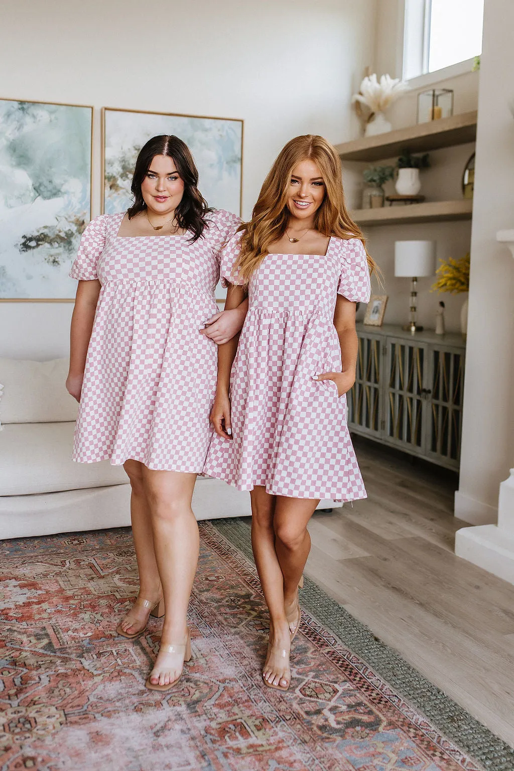 Checkered Babydoll Dress