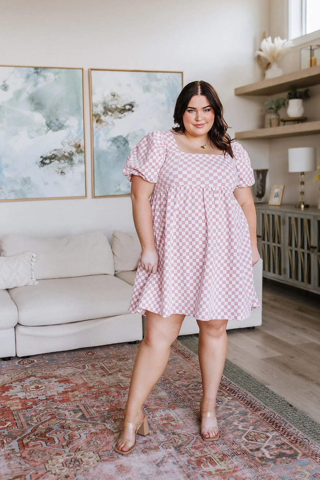 Checkered Babydoll Dress