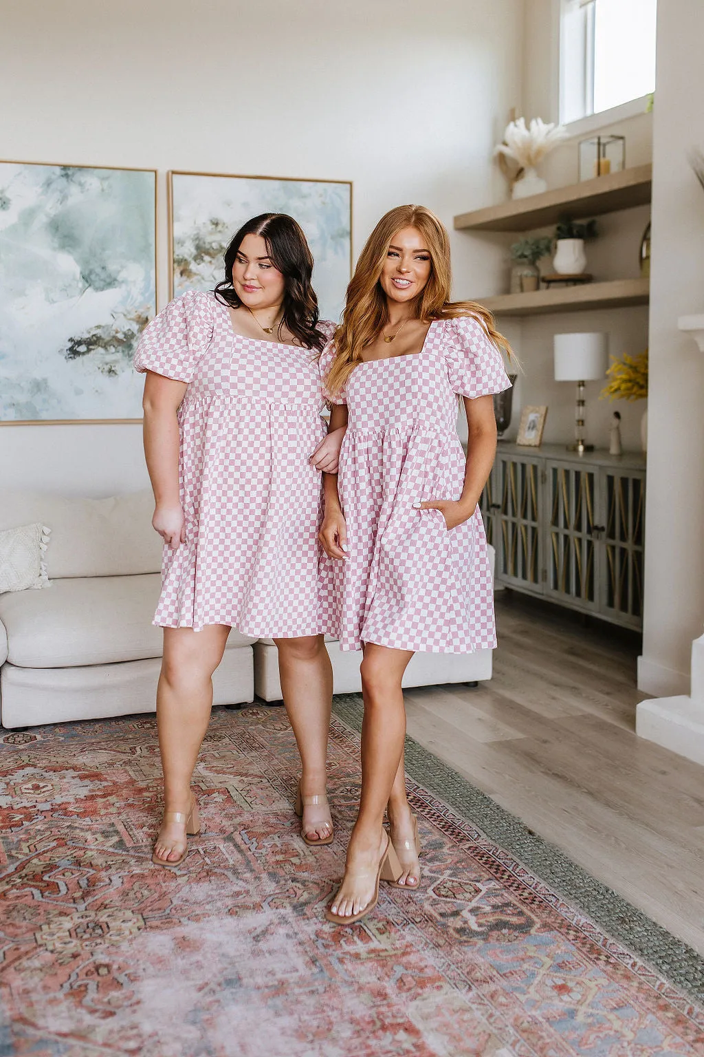 Checkered Babydoll Dress
