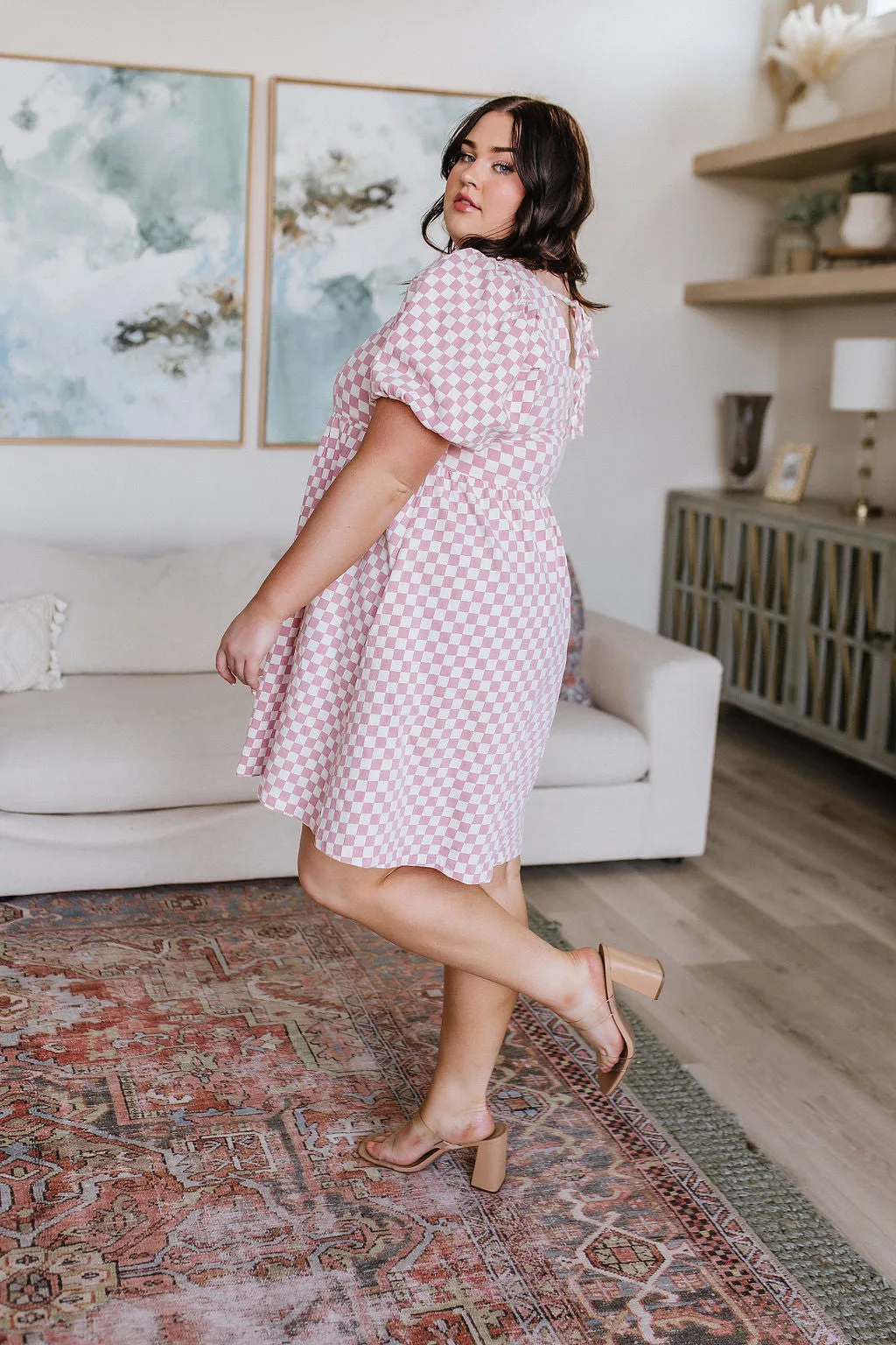 Checkered Babydoll Dress
