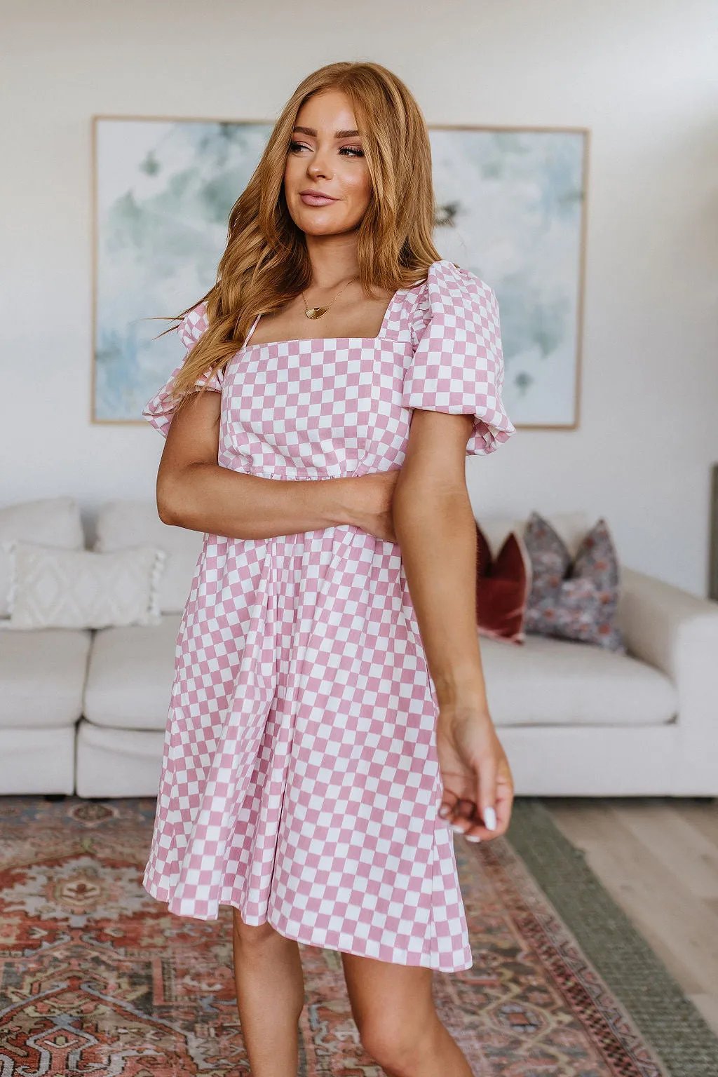 Checkered Babydoll Dress