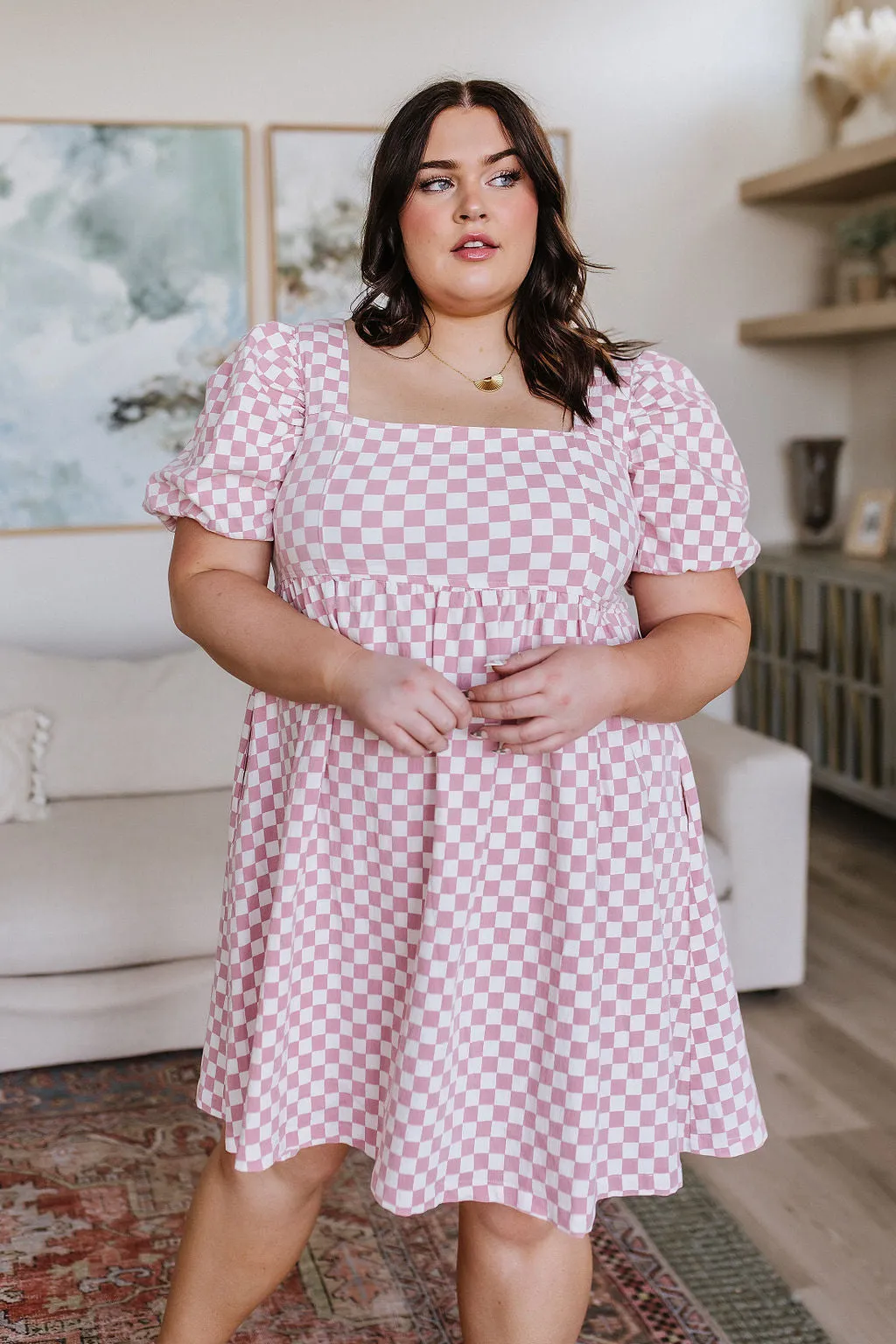 Checkered Babydoll Dress