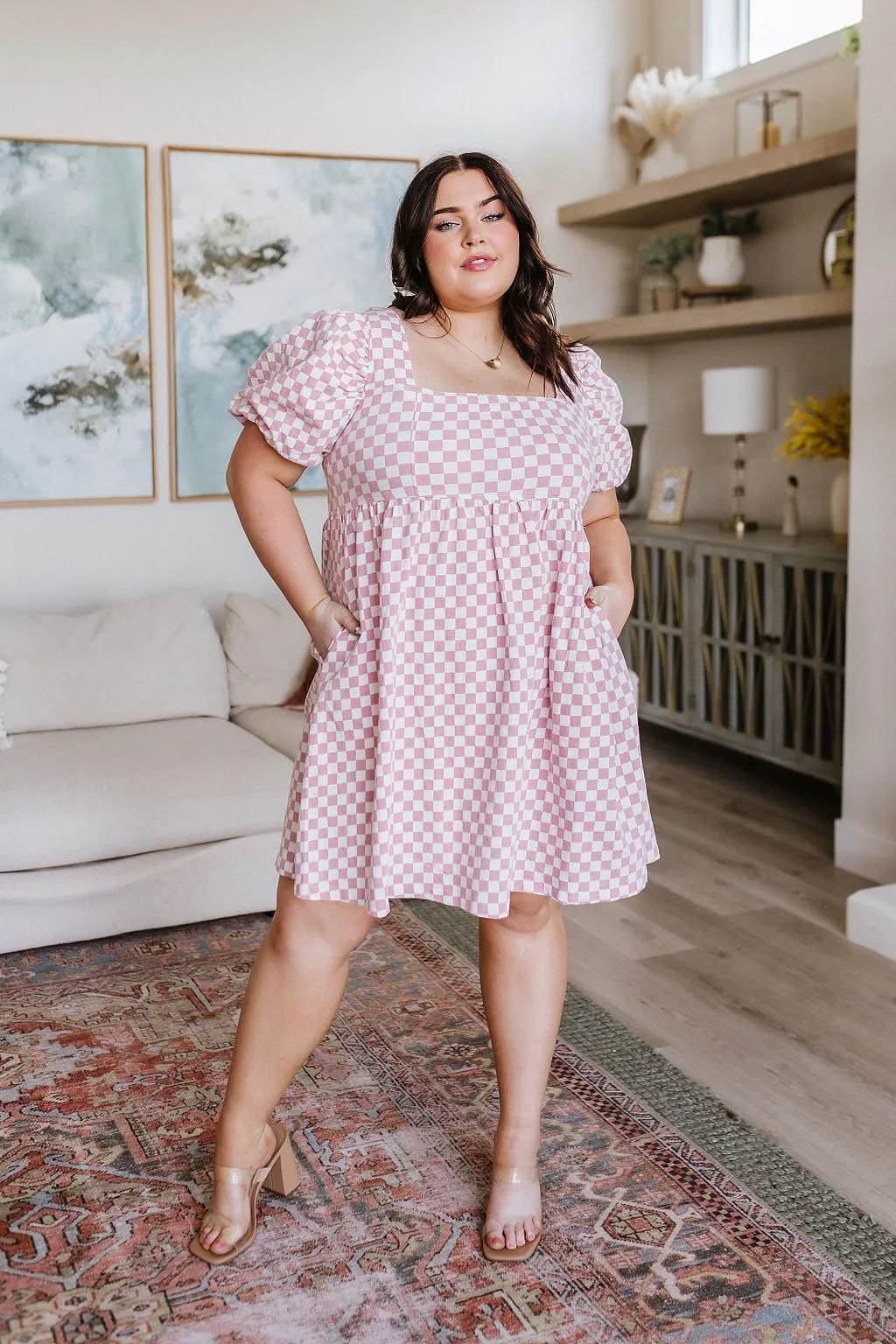 Checkered Babydoll Dress
