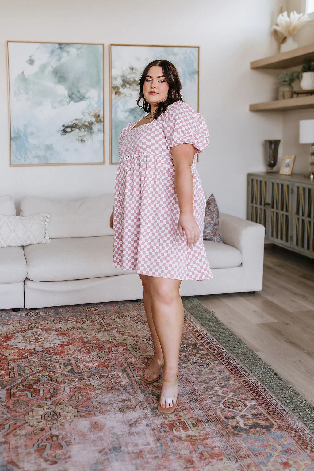 Checkered Babydoll Dress