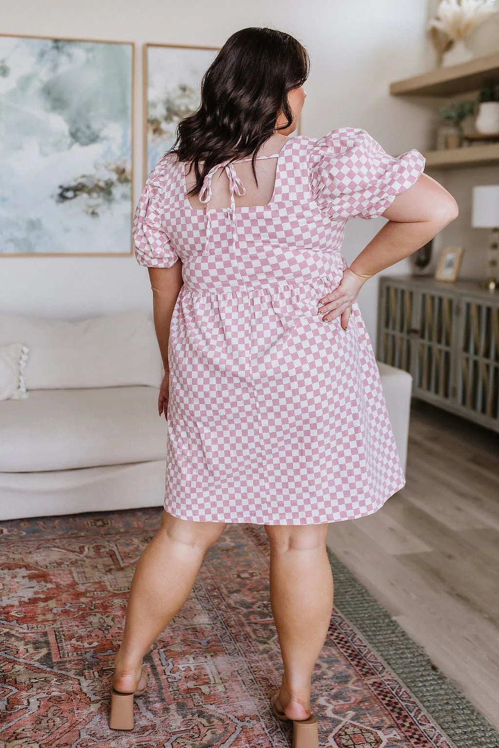 Checkered Babydoll Dress