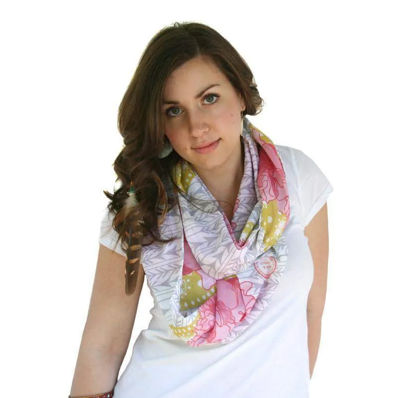 Circle Scarf / Pink Yellow & White / Unisex