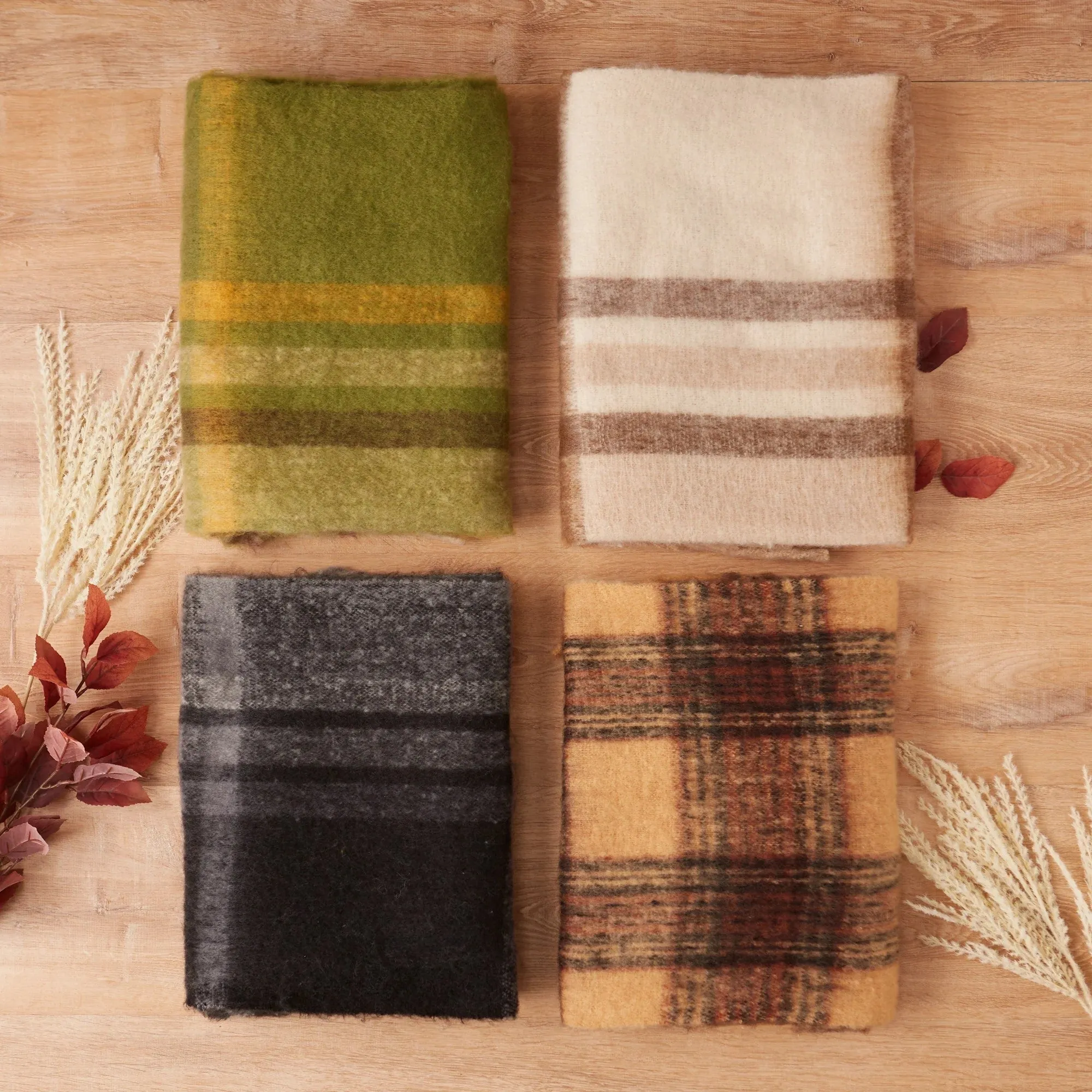 Cozy Plaid Fringe Gray Scarf | Mens / Unisex Winter Classic Plaid Pattern Scarf | 86" x 15"