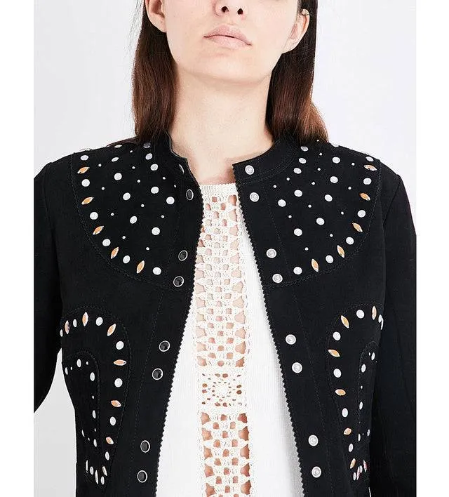 Embellished Elegant Suede Jacket