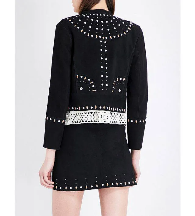 Embellished Elegant Suede Jacket