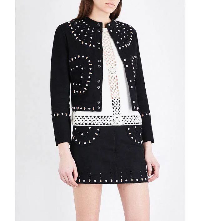 Embellished Elegant Suede Jacket