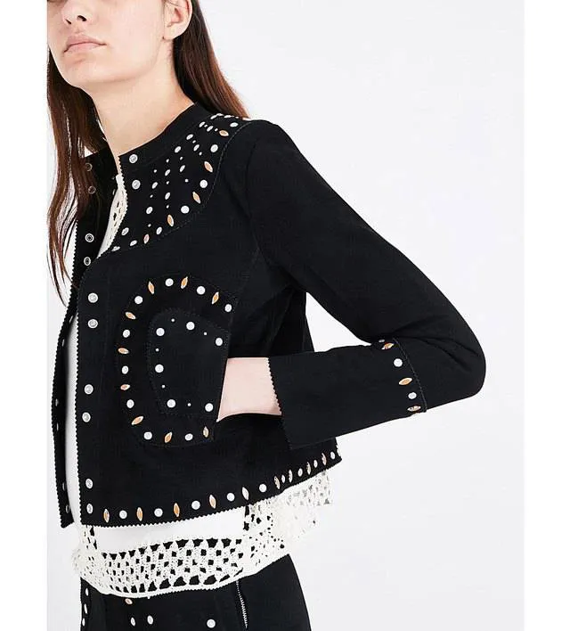 Embellished Elegant Suede Jacket