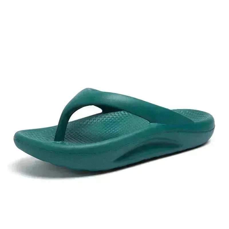 Flip-flops Men Wear Sandy Beach Platform Outside And Step On Shit