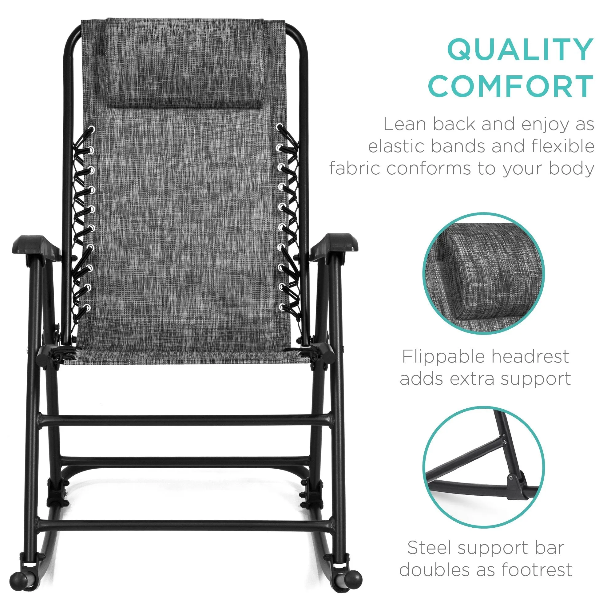 Foldable Zero Gravity Patio Rocking Lounge Chair
