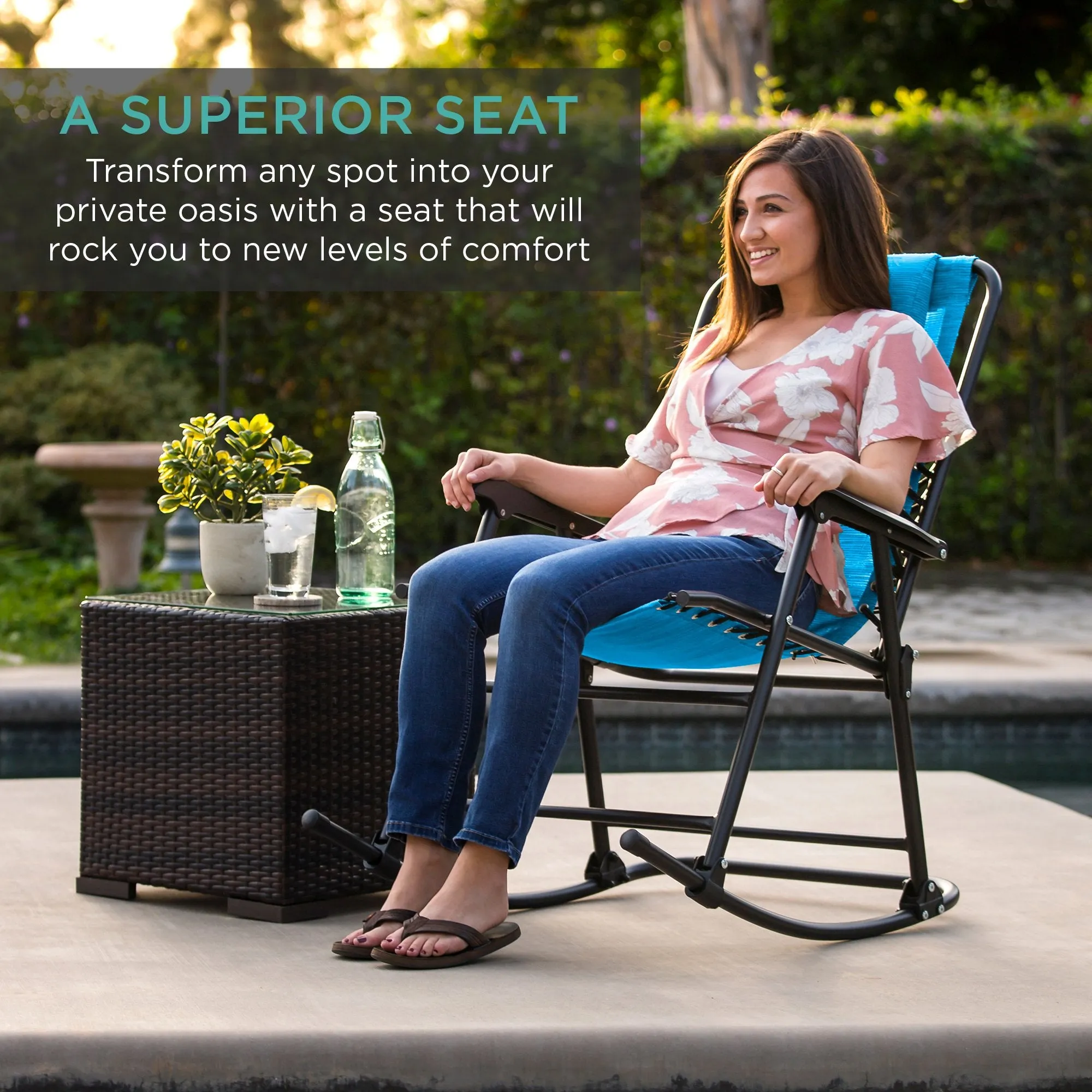 Foldable Zero Gravity Patio Rocking Lounge Chair