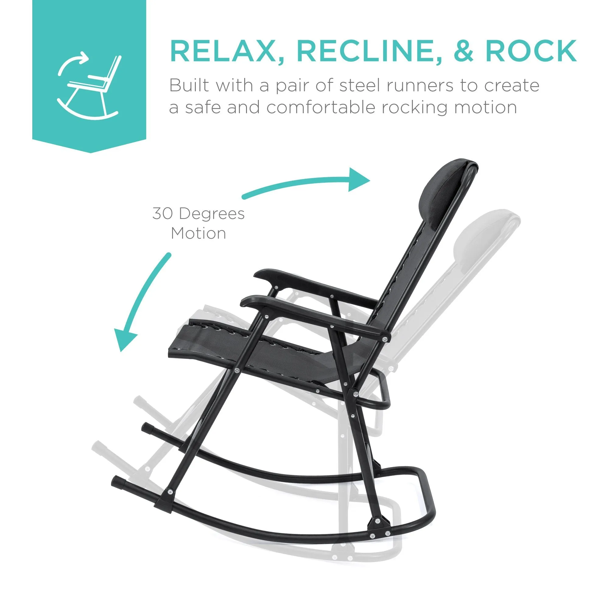 Foldable Zero Gravity Patio Rocking Lounge Chair
