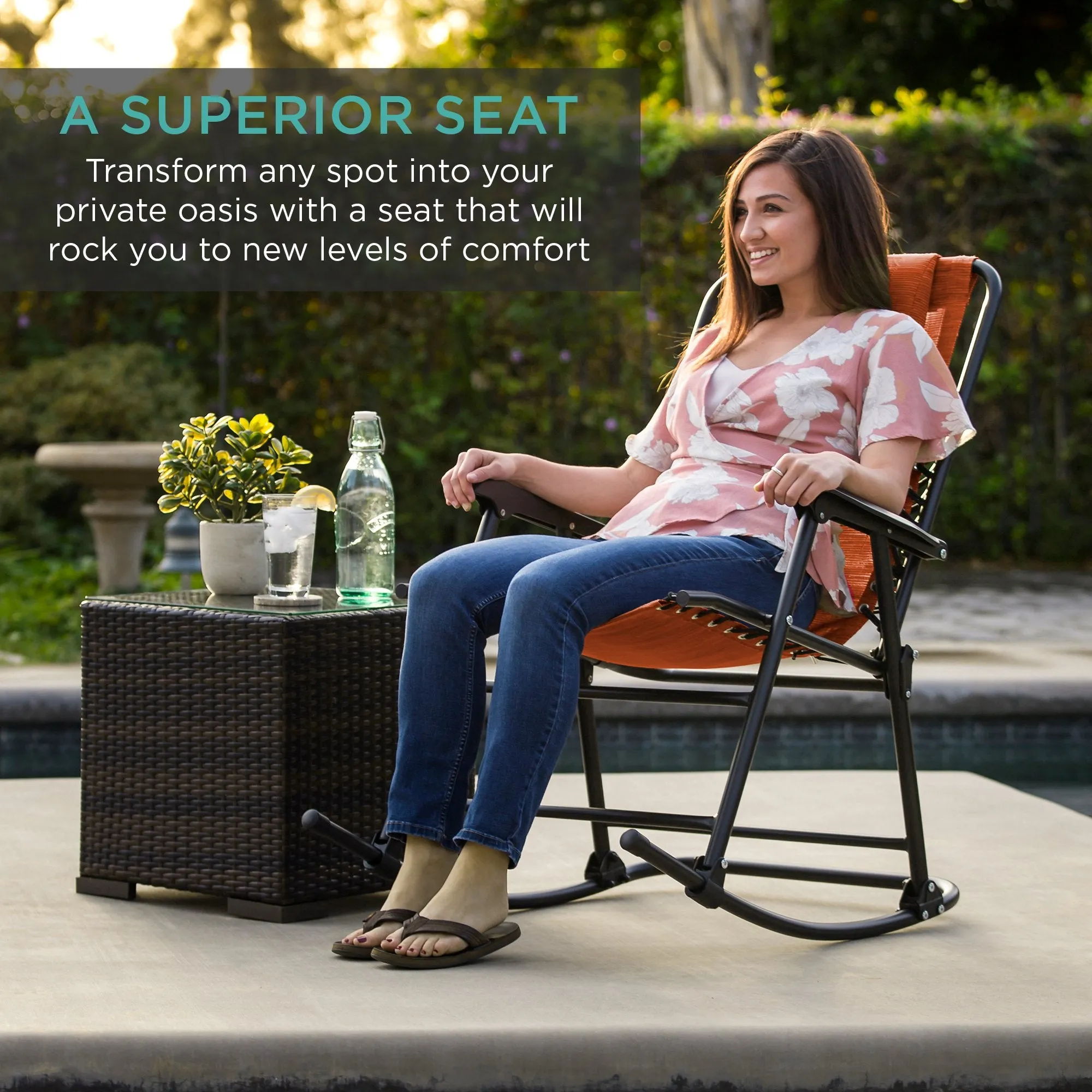 Foldable Zero Gravity Patio Rocking Lounge Chair