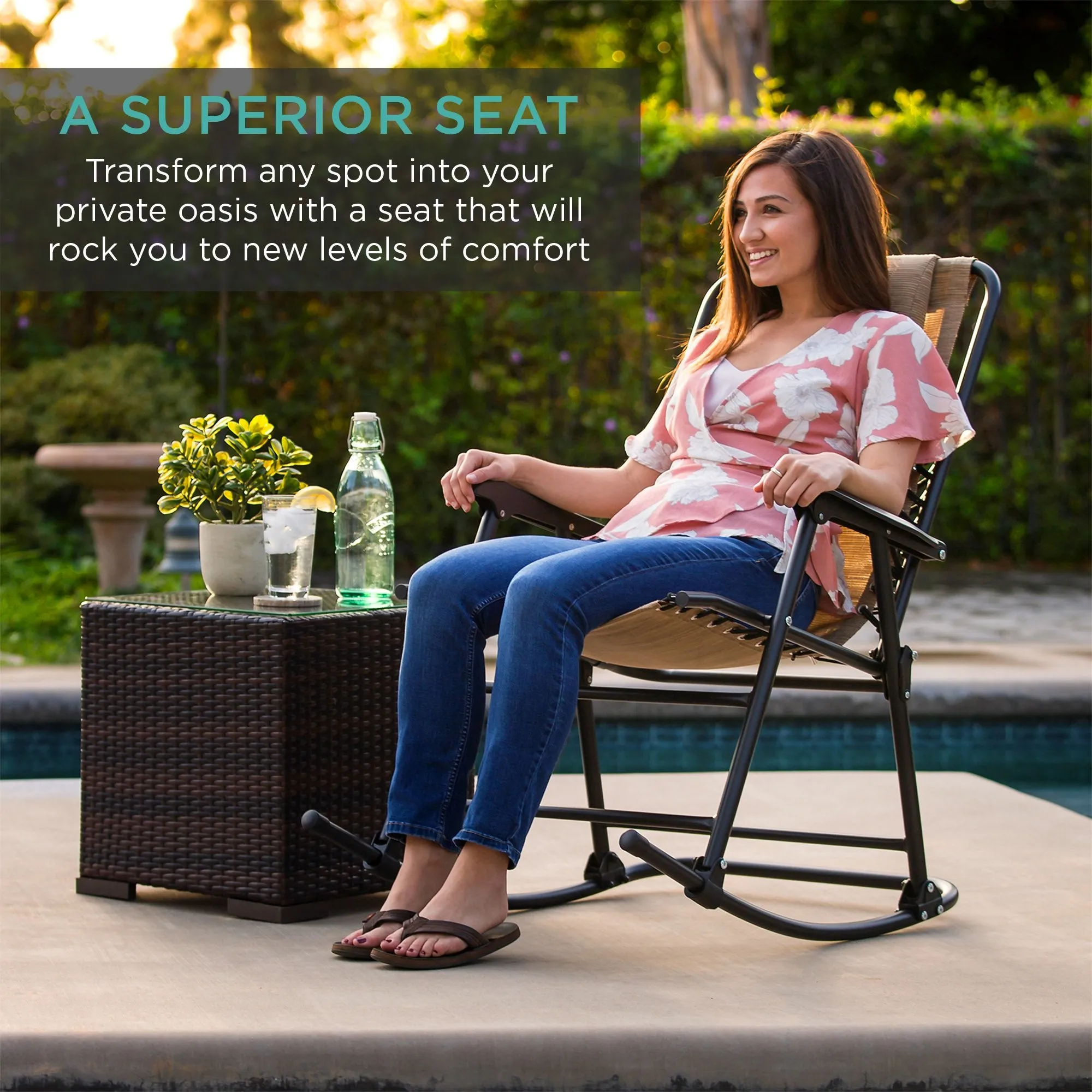 Foldable Zero Gravity Patio Rocking Lounge Chair