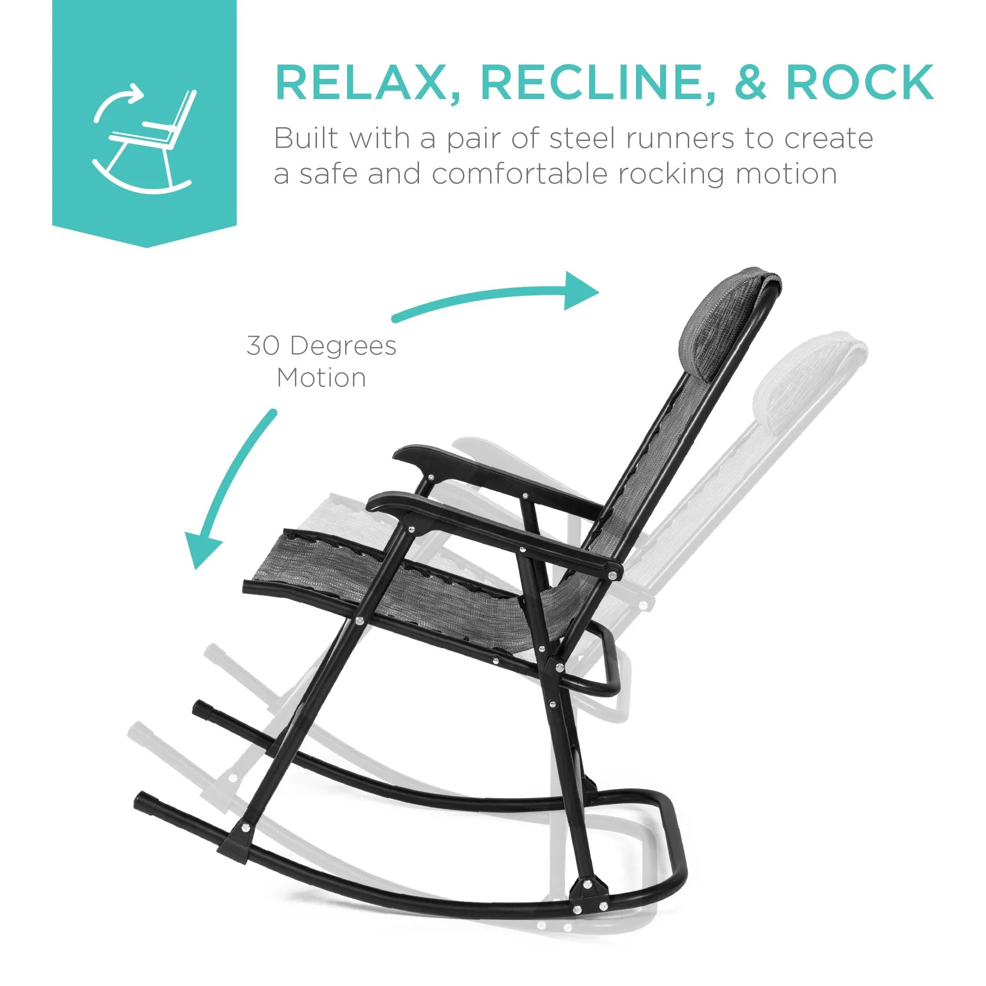 Foldable Zero Gravity Patio Rocking Lounge Chair
