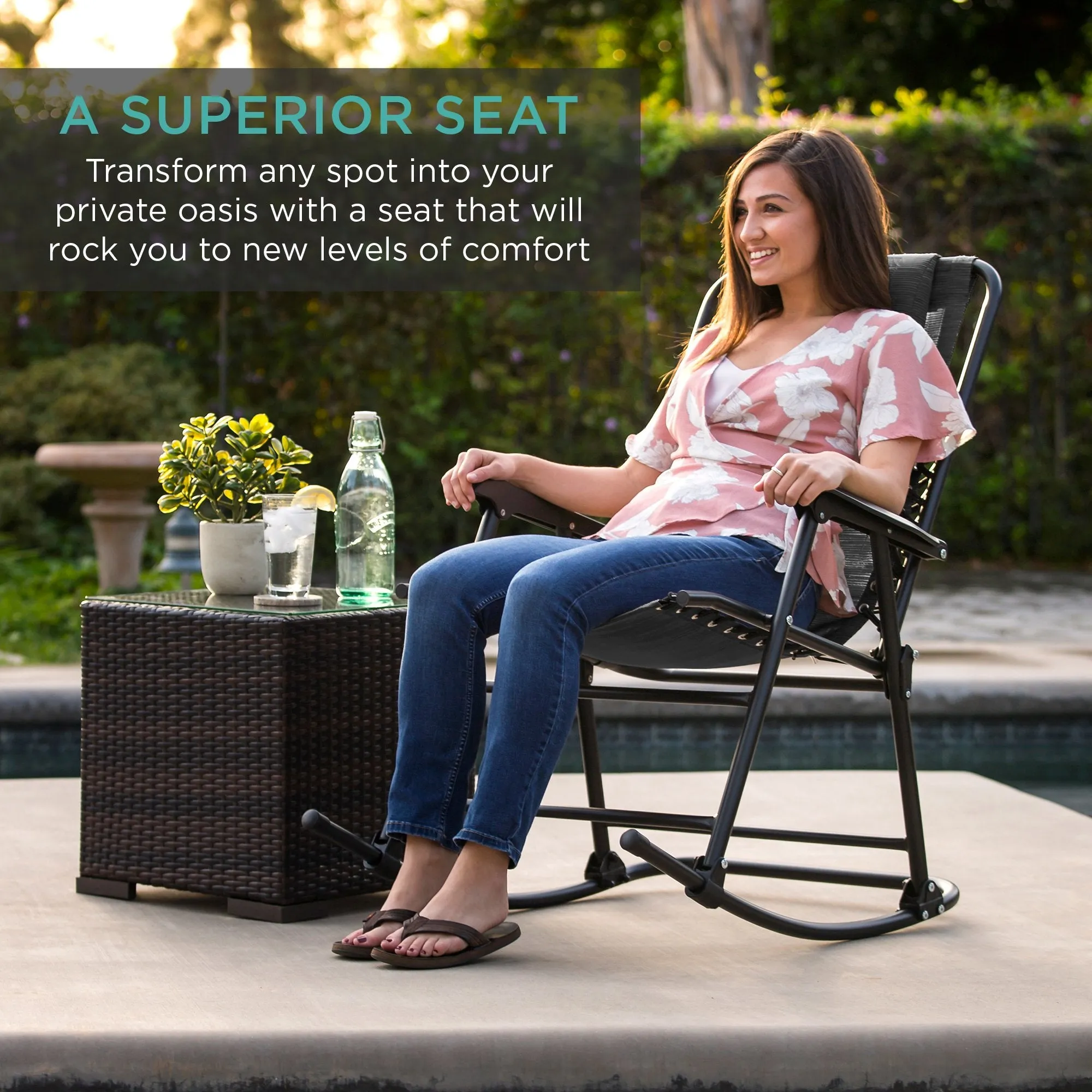 Foldable Zero Gravity Patio Rocking Lounge Chair