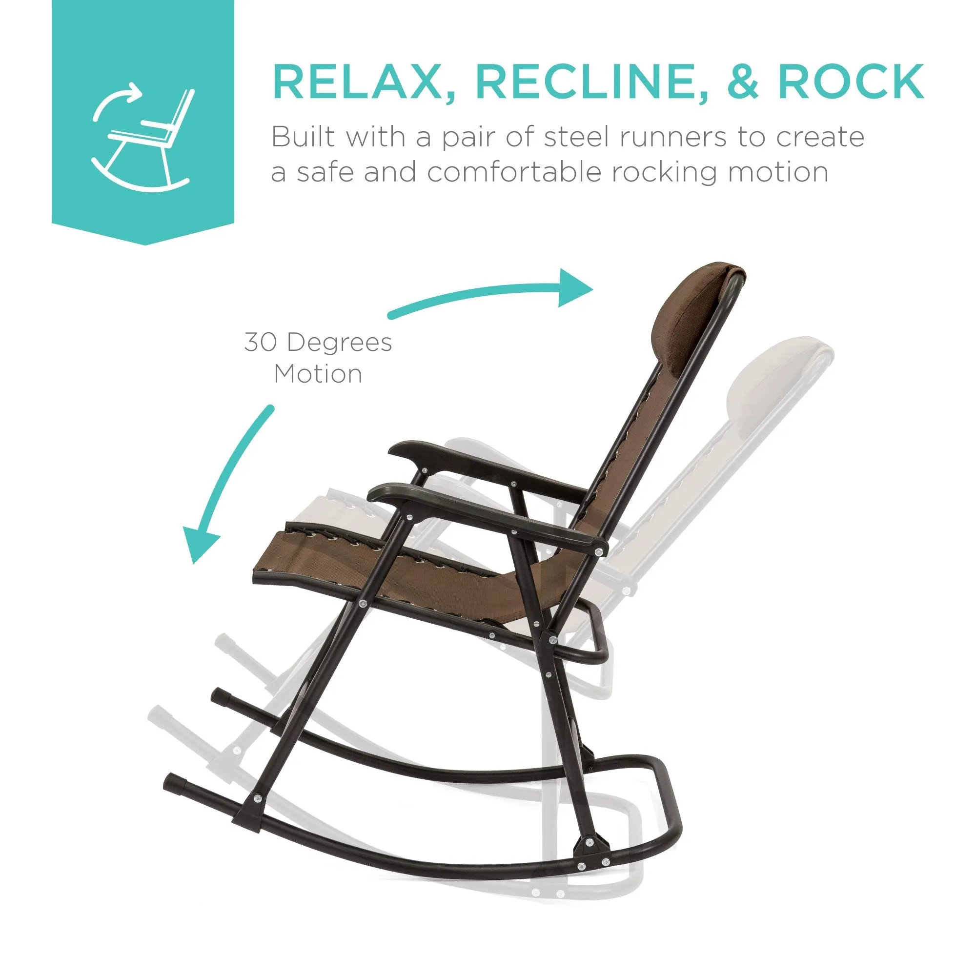 Foldable Zero Gravity Patio Rocking Lounge Chair