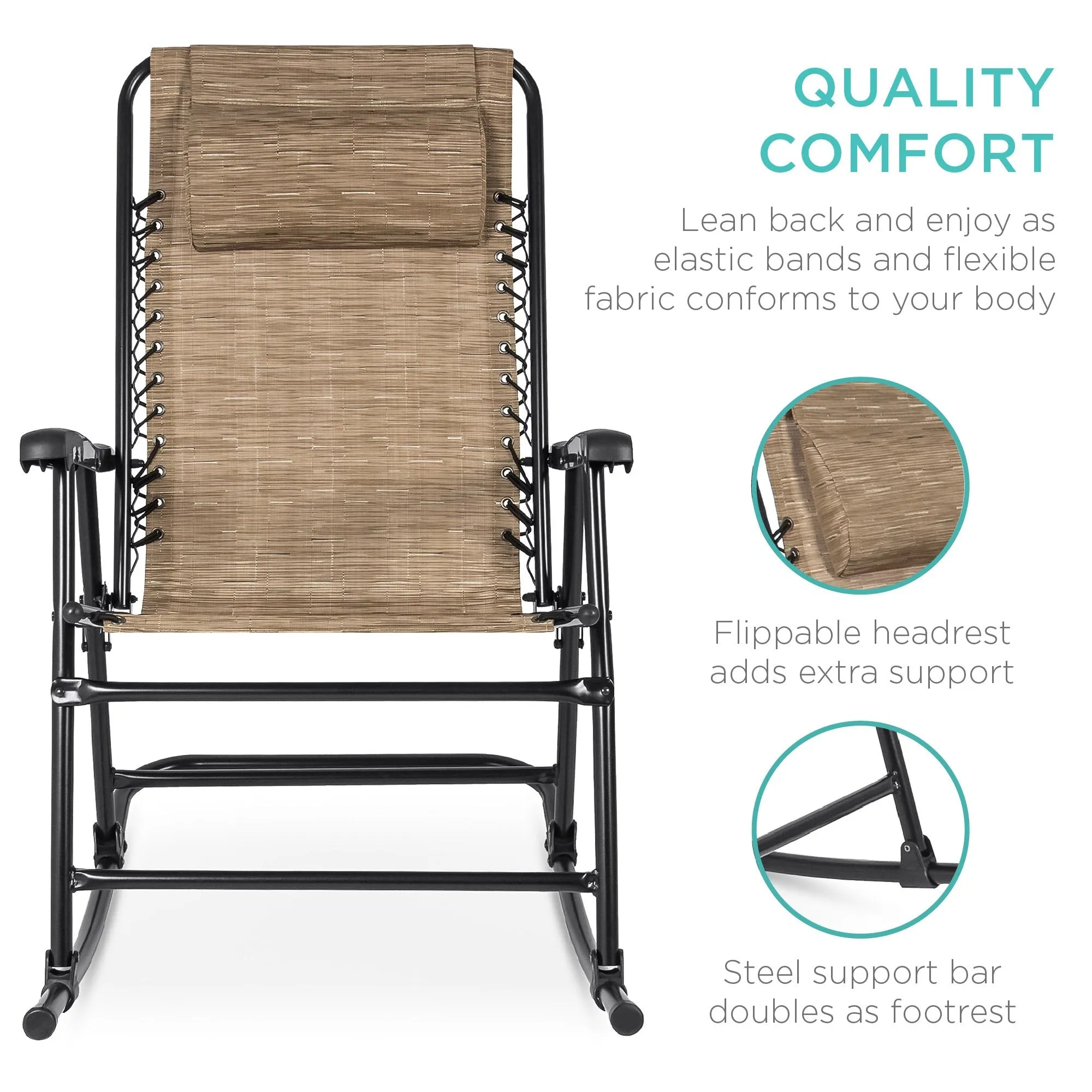 Foldable Zero Gravity Patio Rocking Lounge Chair