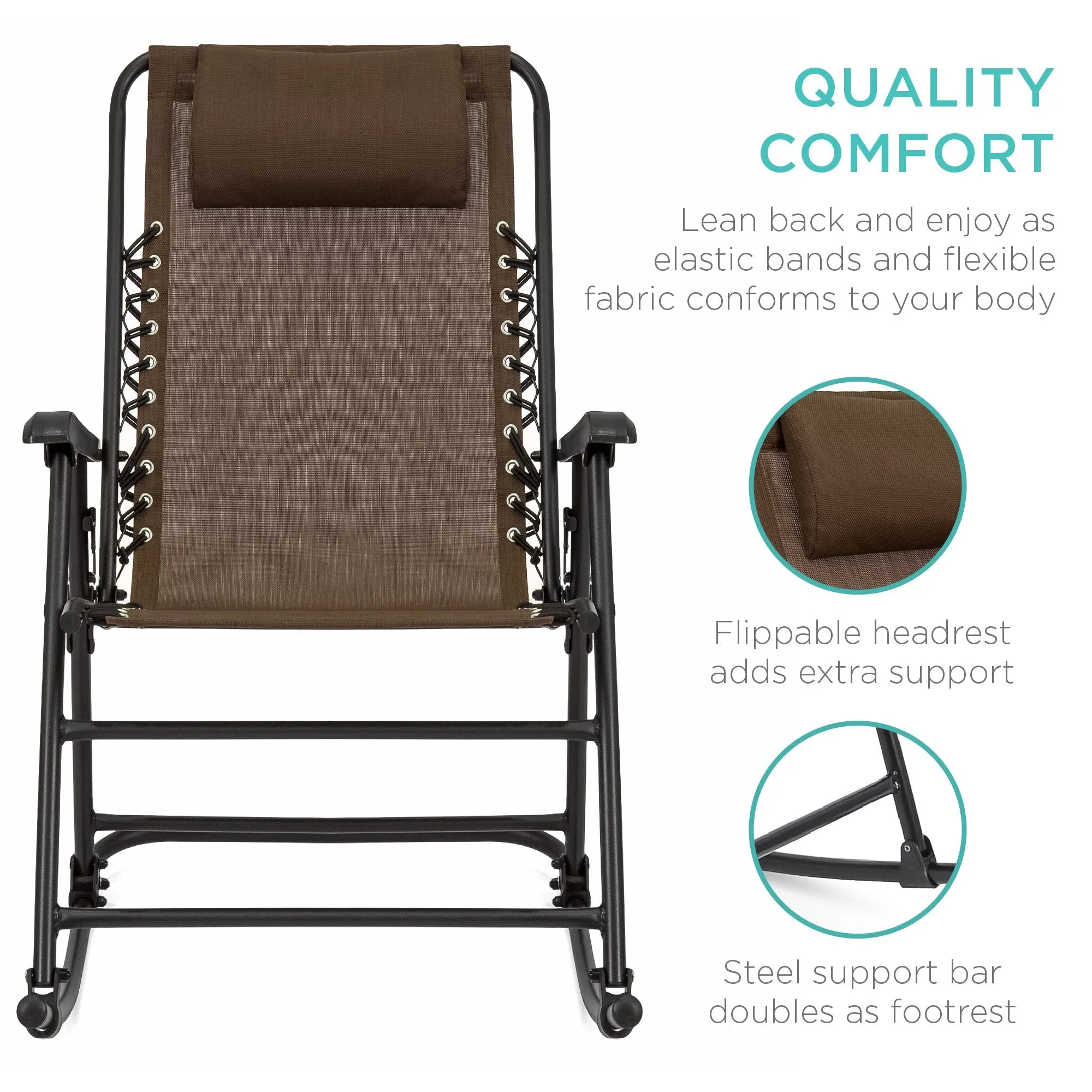 Foldable Zero Gravity Patio Rocking Lounge Chair