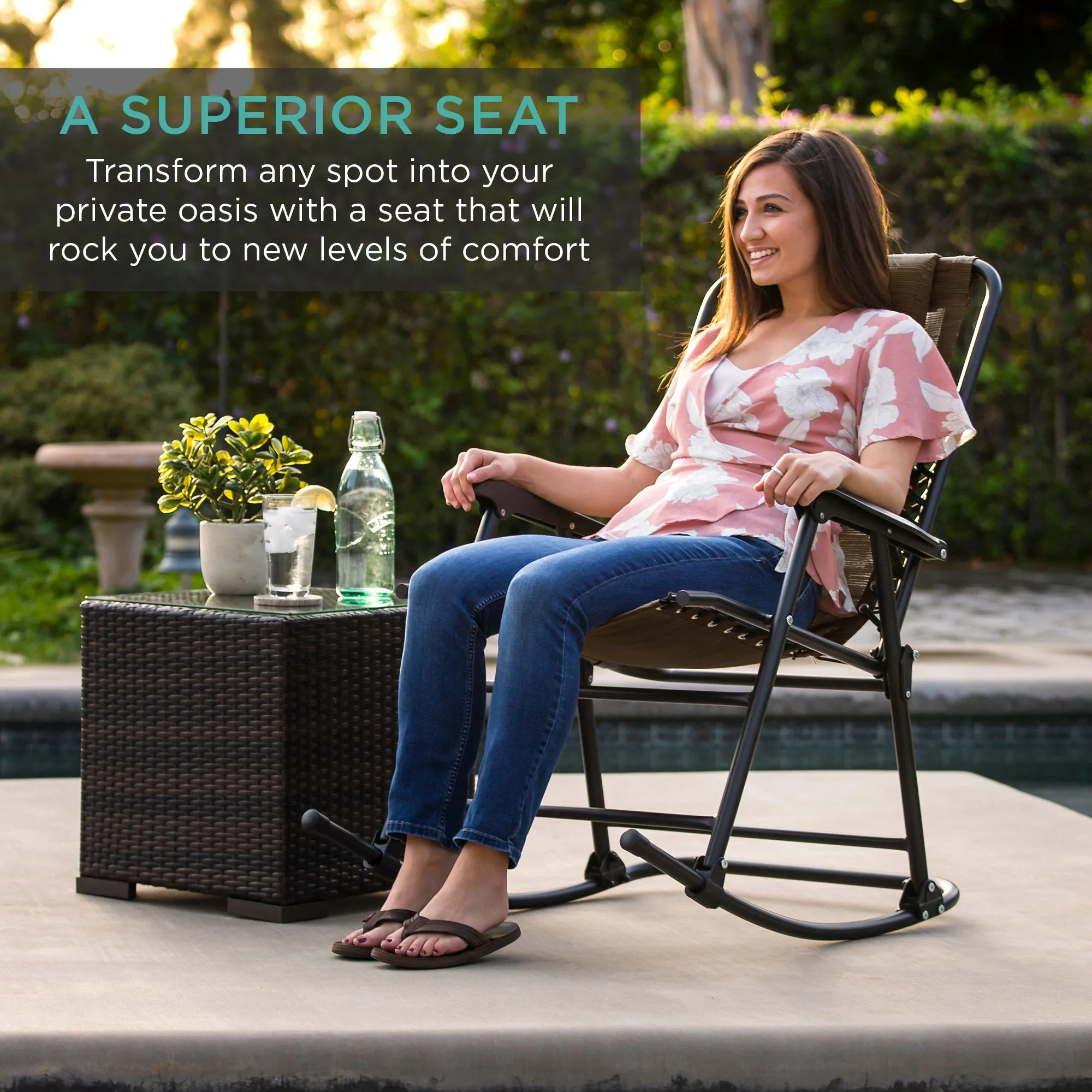 Foldable Zero Gravity Patio Rocking Lounge Chair