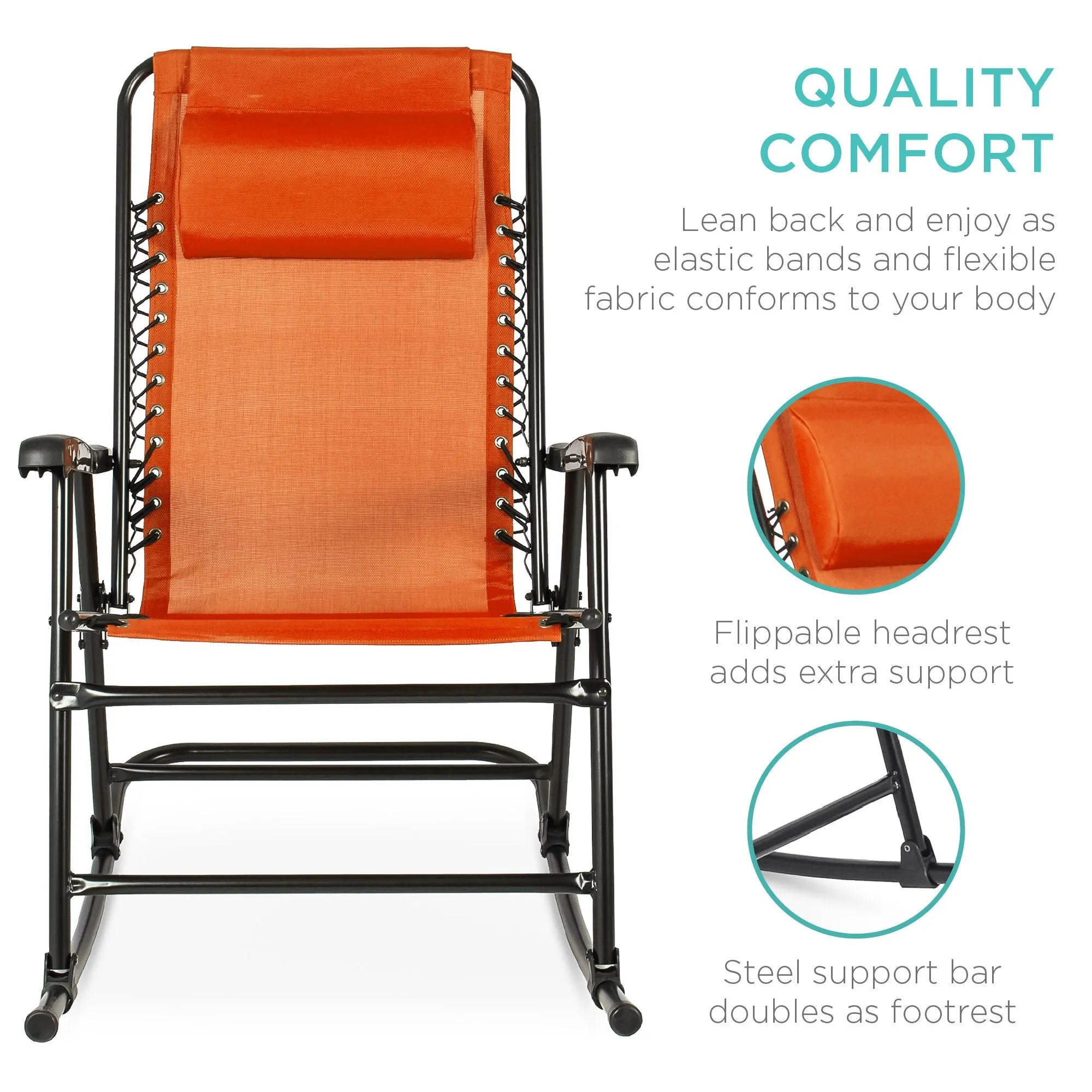 Foldable Zero Gravity Patio Rocking Lounge Chair