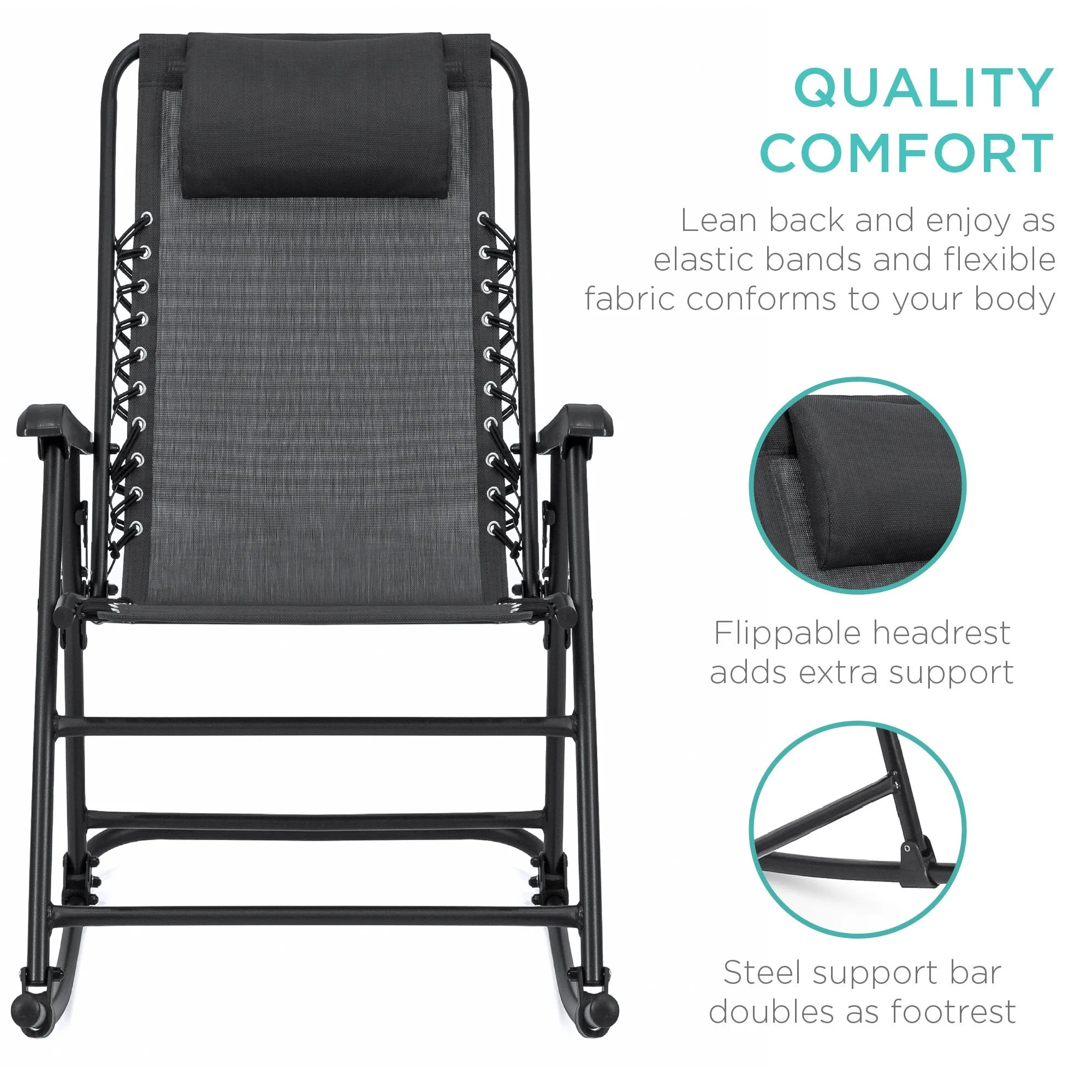 Foldable Zero Gravity Patio Rocking Lounge Chair