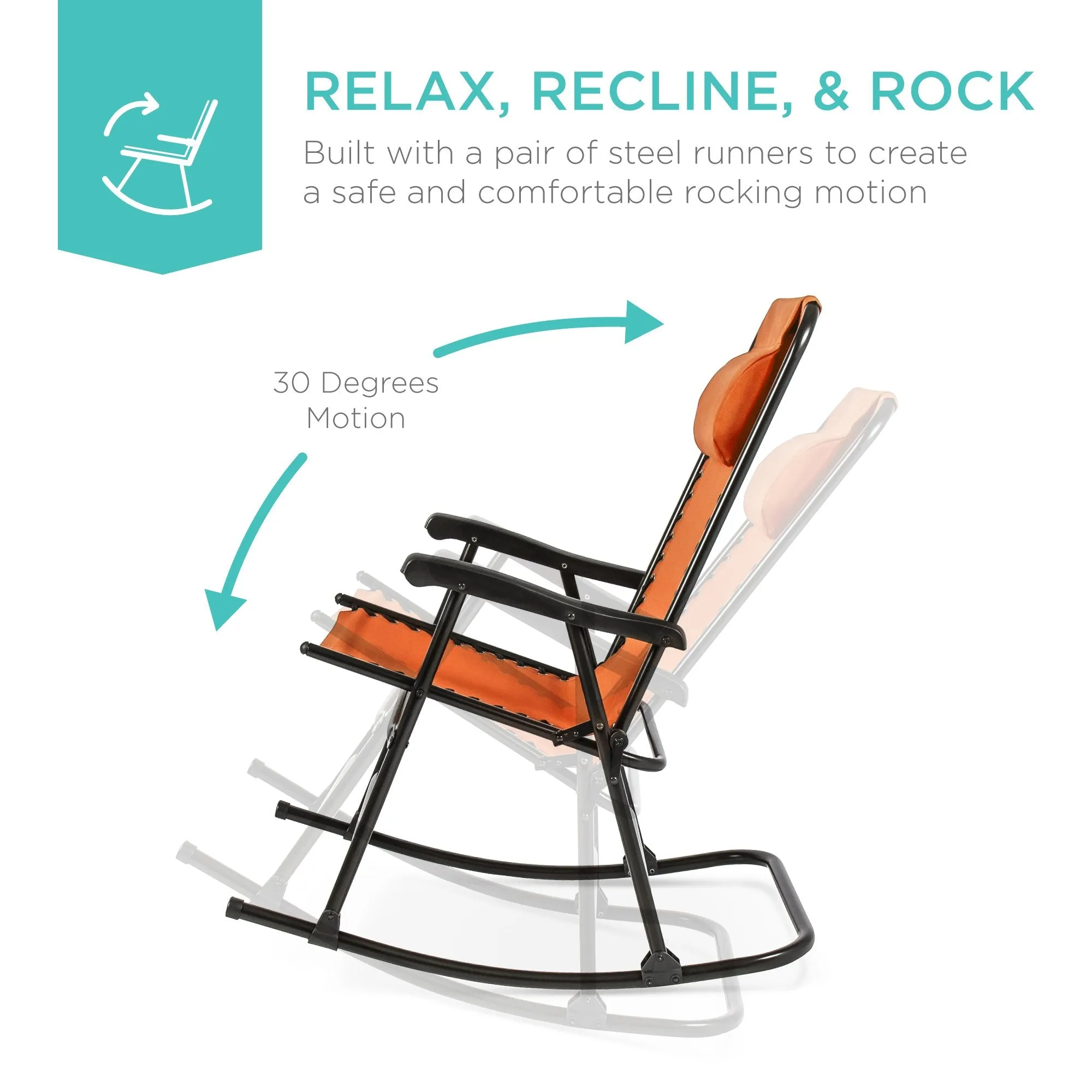 Foldable Zero Gravity Patio Rocking Lounge Chair