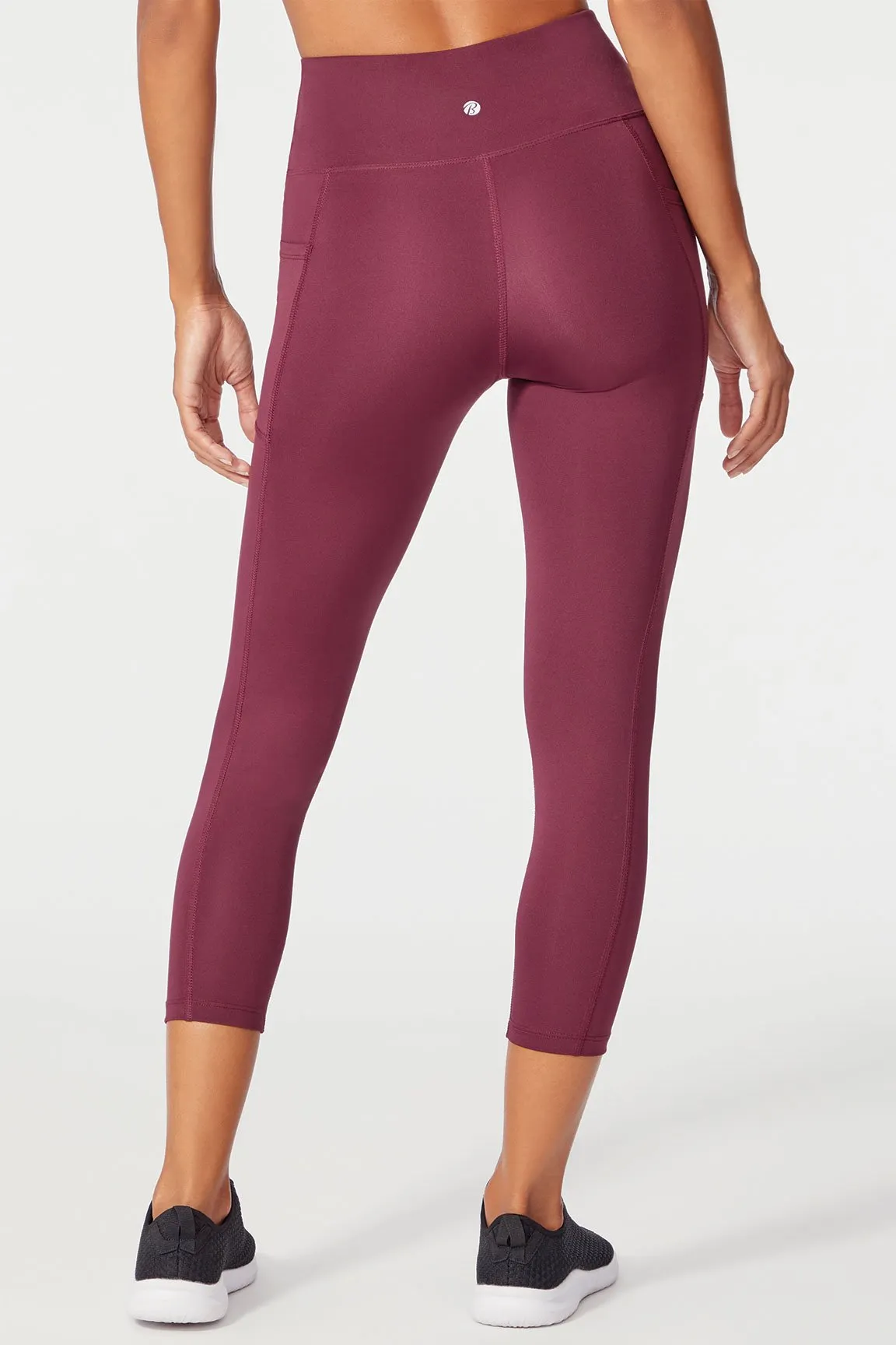 High Rise Flat Waist Mid Calf Capri (Fig)